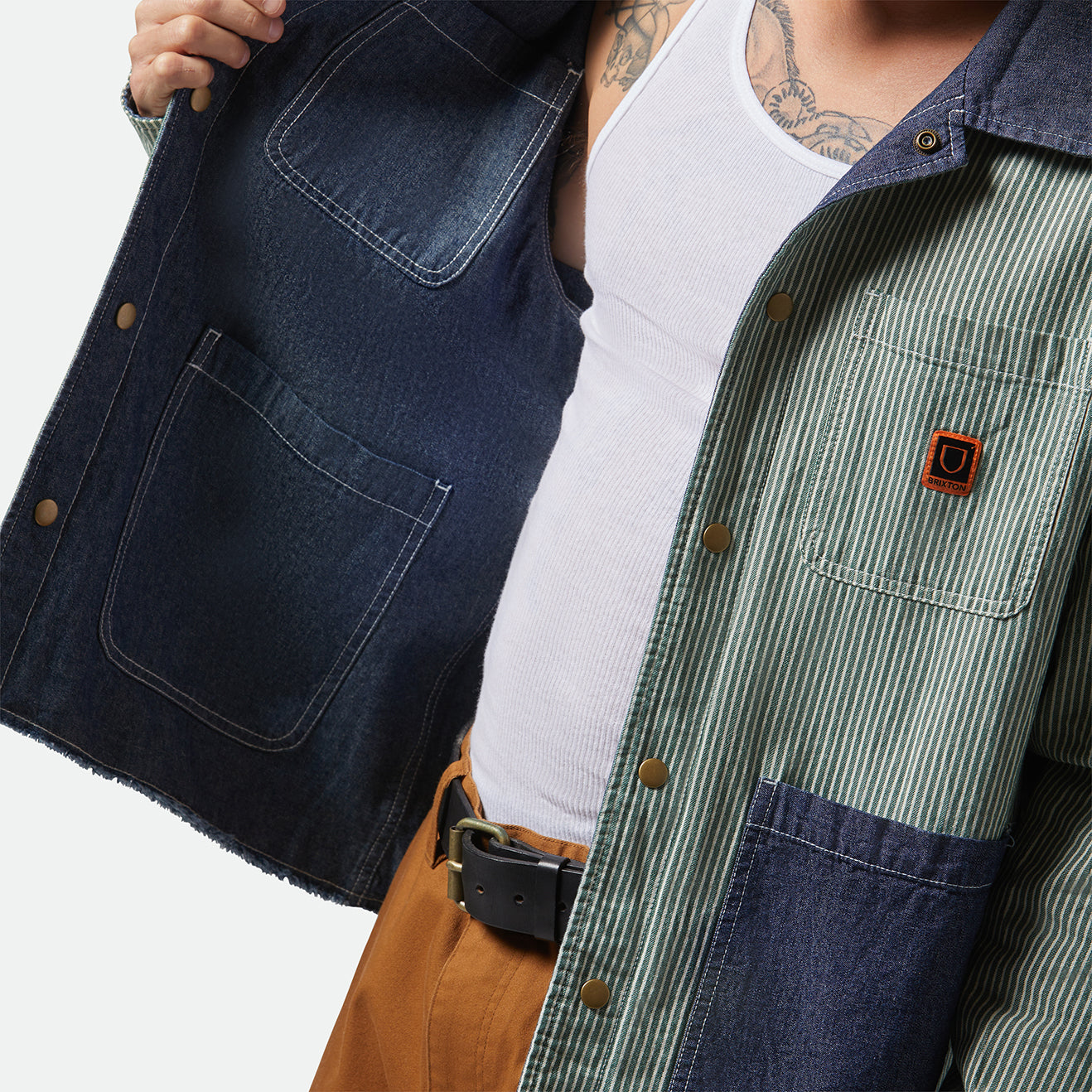 ASSEMBLY REVERSIBLE CHORE JACKET-INDIGO/PINE NEEDLE/WHITECAP