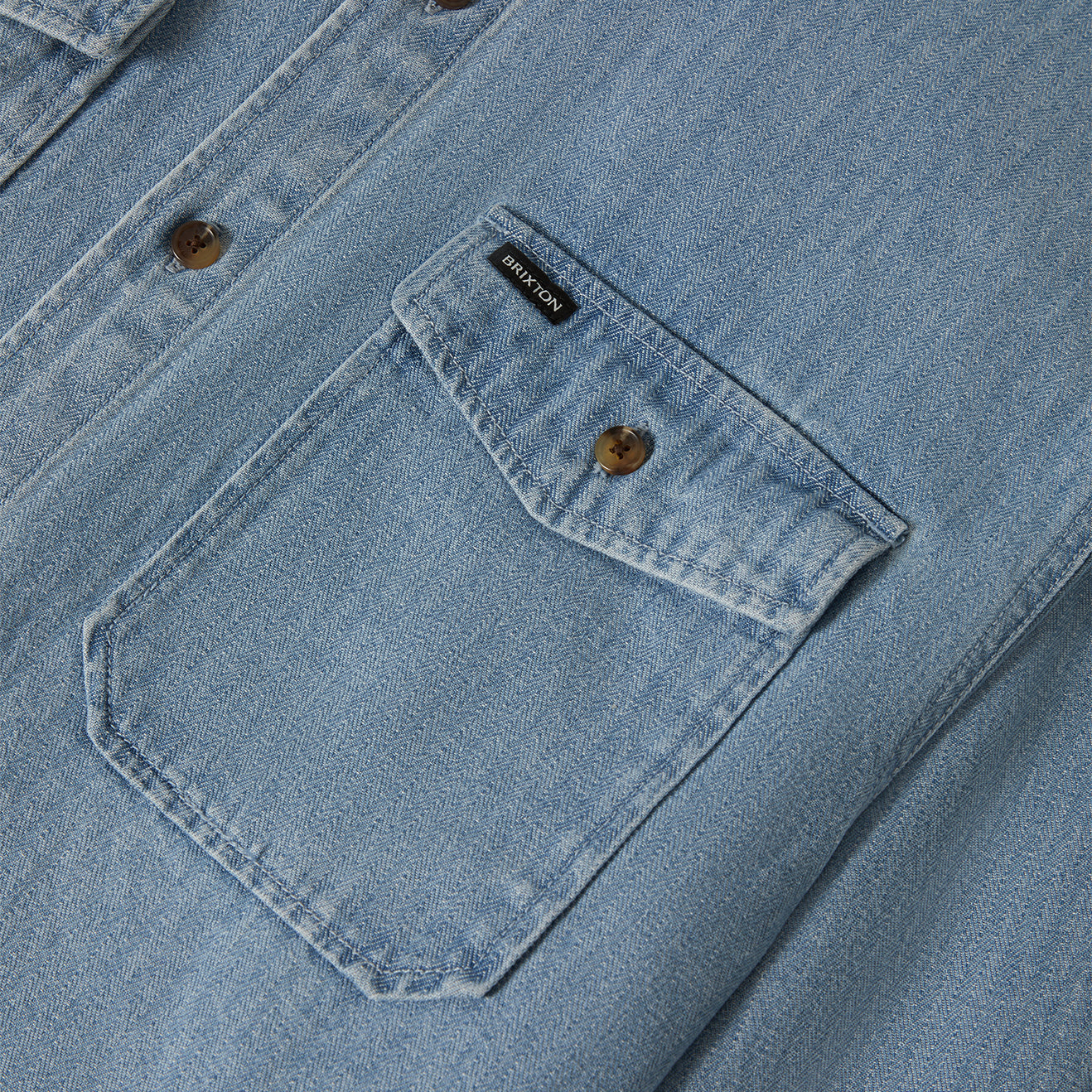HERRINGBONE LW RELAXED OVERSHIRT - LIGHT WASH DENIM HERRINGBONE
