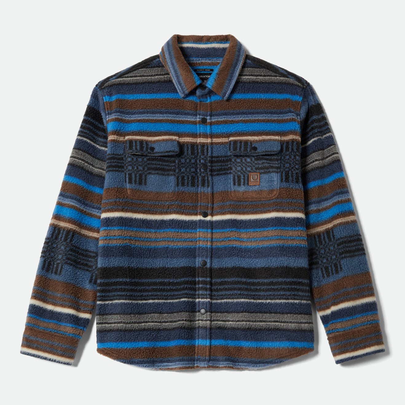 BOWERY L/S ARCTIC STRETCH FLEECE - MOOD INDIGO BLANKET STRIPE