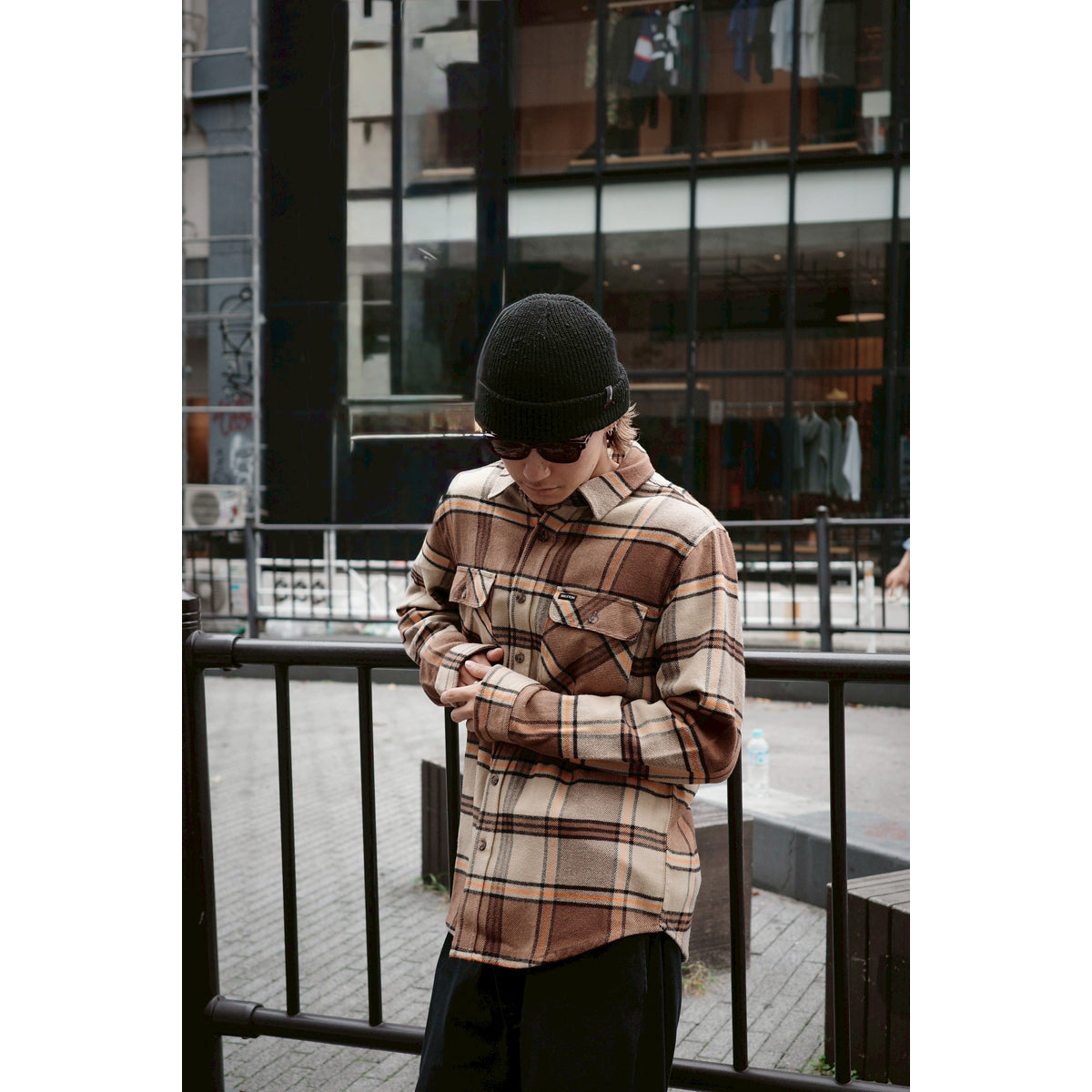 BOWERY FLANNEL - SAND/PINECONE/SOLAR ORANGE