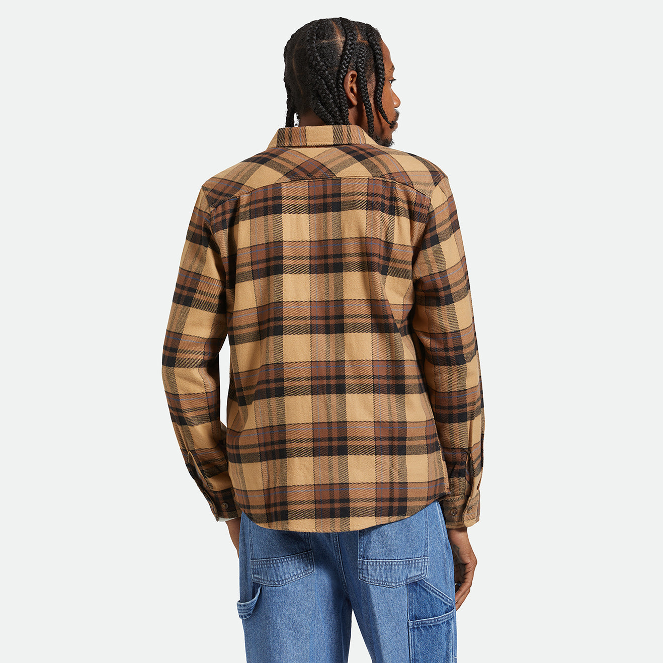BOWERY L/S FLANNEL-TIGER'S EYE/PINECONE BROWN/WAS