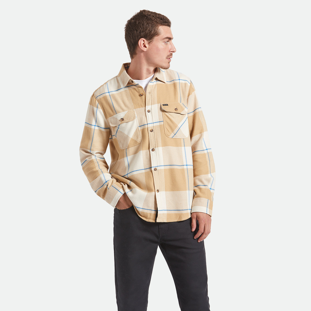 BOWERY FLANNEL - WHITECAP/SAND/CYBER BLUE