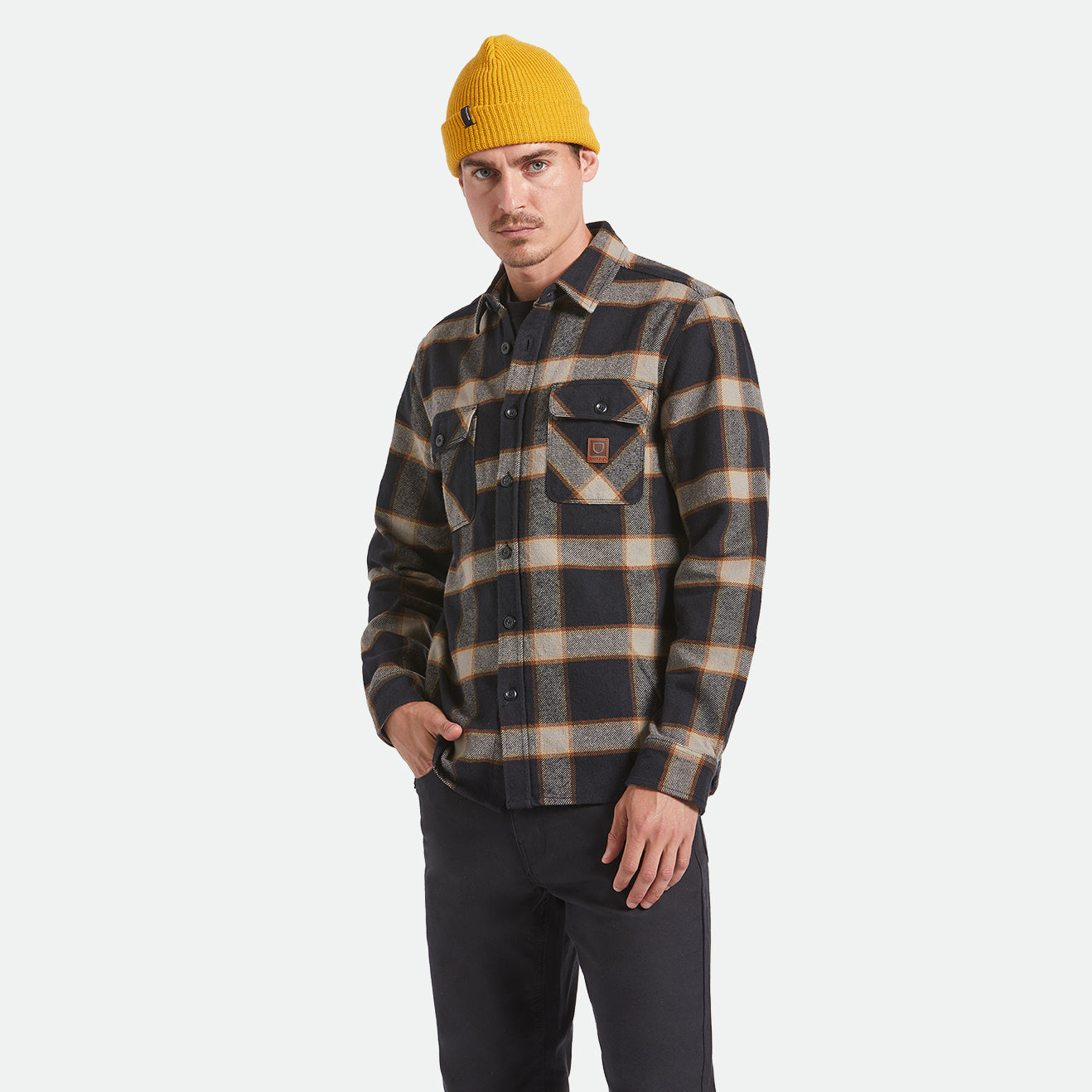 BOWERY HEAVY WEIGHT L/S FLANNEL - BLACK/CREAM