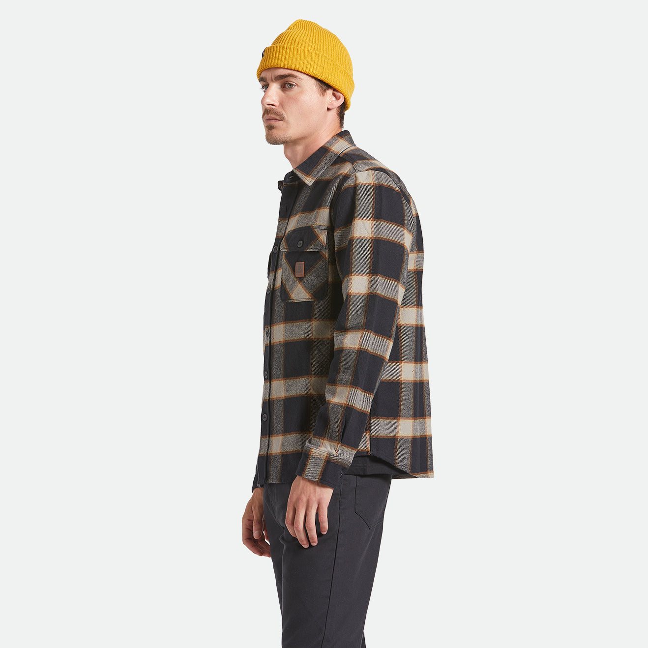 BOWERY HEAVY WEIGHT L/S FLANNEL - BLACK/CREAM