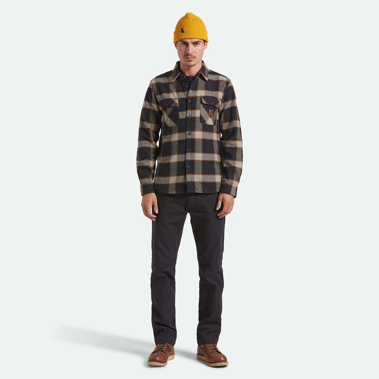 BOWERY HEAVY WEIGHT L/S FLANNEL - BLACK/CREAM