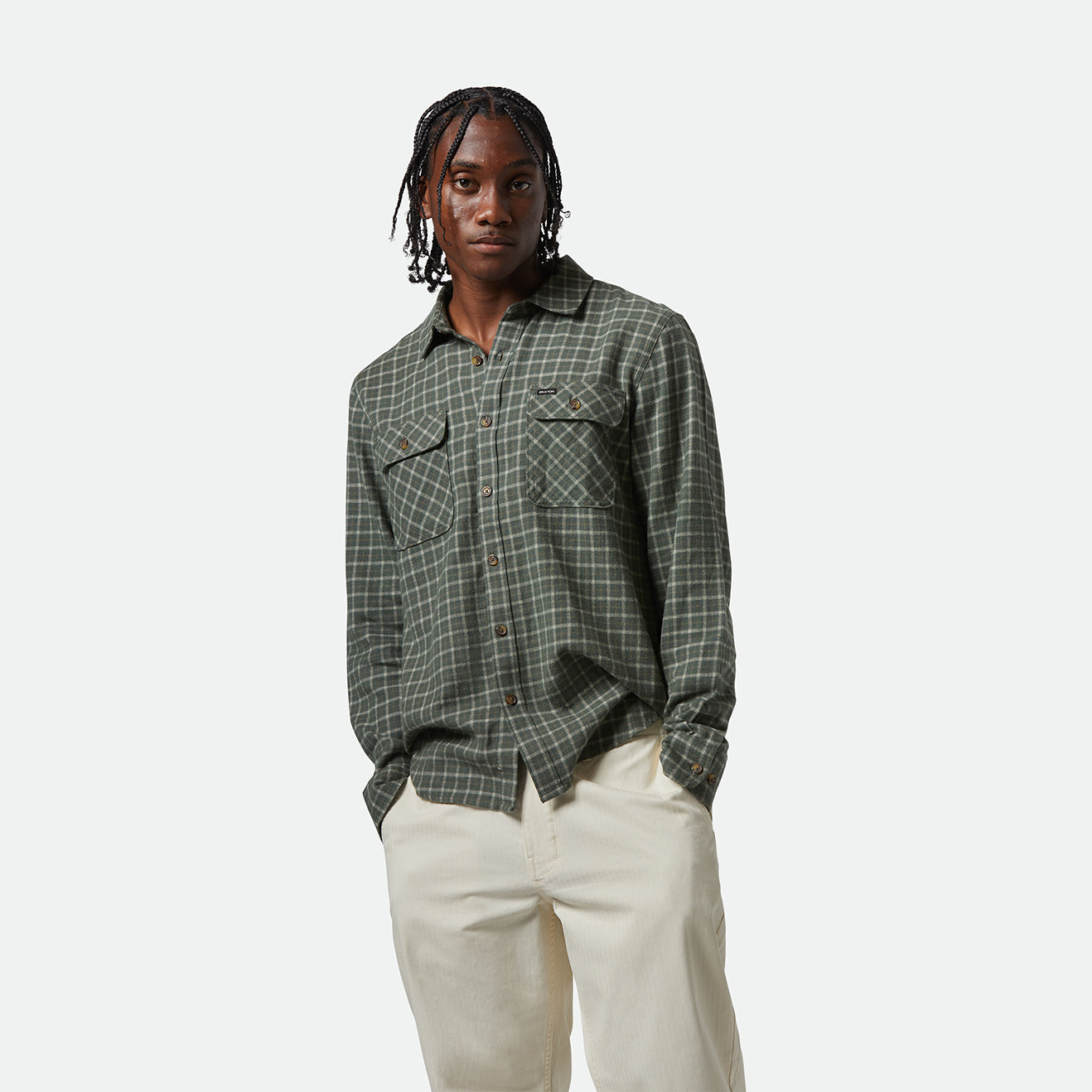 BOWERY LW ULTRA FLANNEL - IVY GREEN/WHITECAP