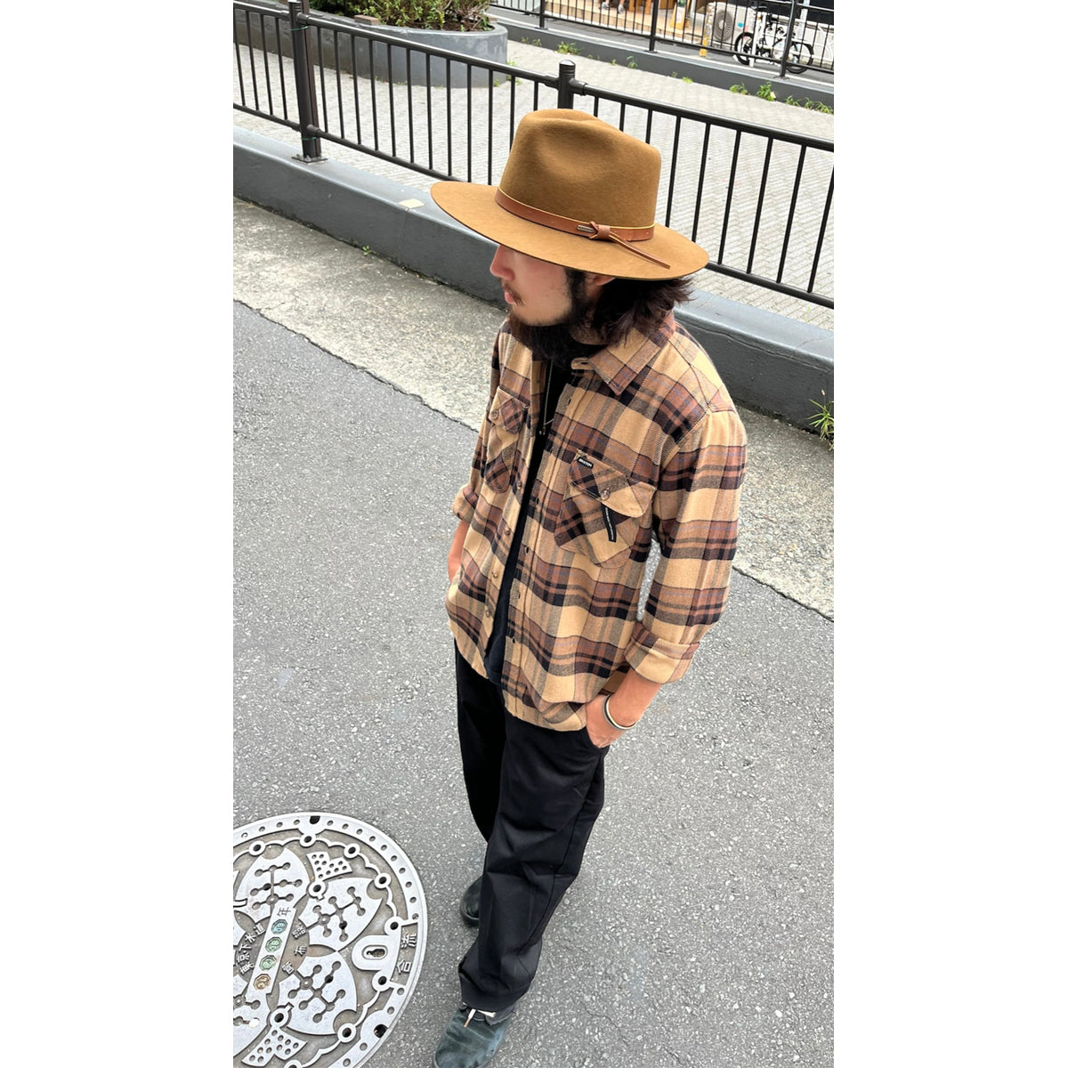 BOWERY L/S FLANNEL-TIGER'S EYE/PINECONE BROWN/WAS