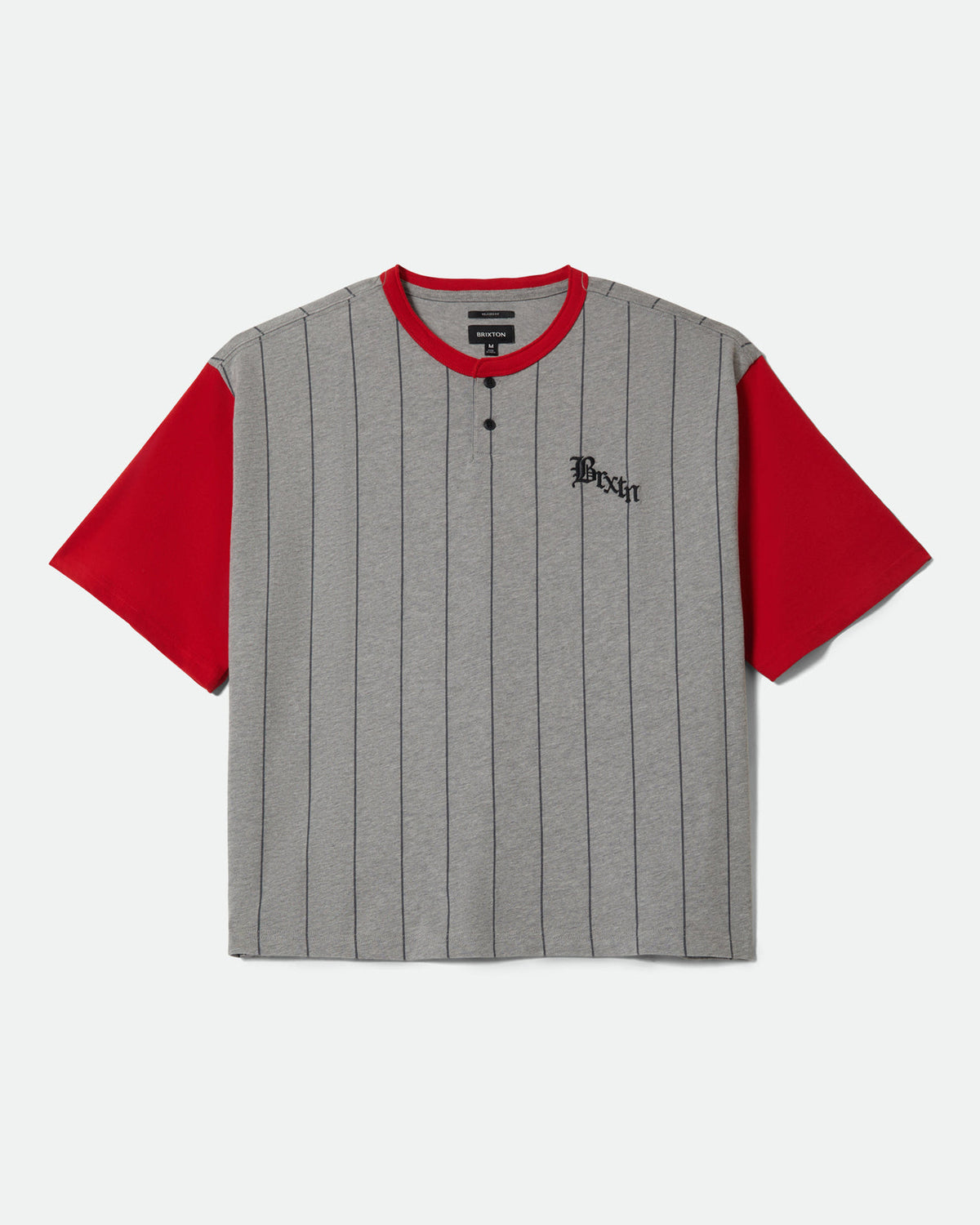 BOXY BASEBALL 1/2 SLEEVE TEE - HEATHER GREY/ADRENALINE RUSH