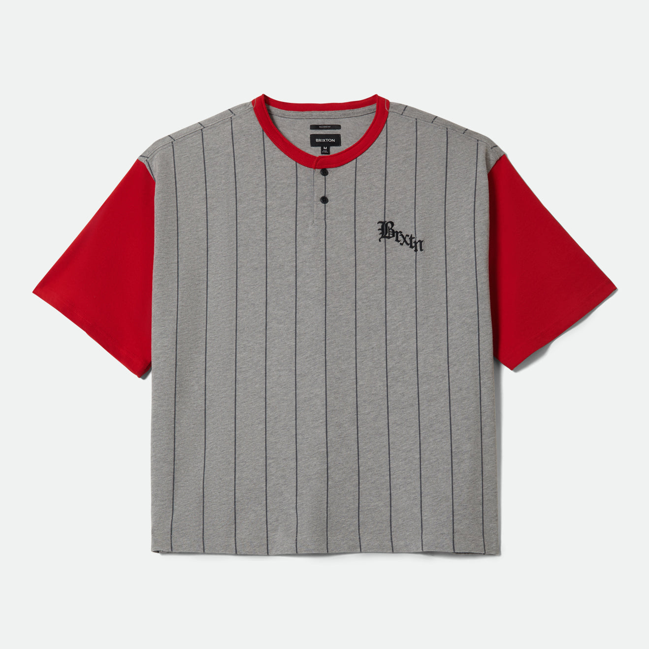 BOXY BASEBALL 1/2 SLEEVE TEE - HEATHER GREY/ADRENALINE RUSH