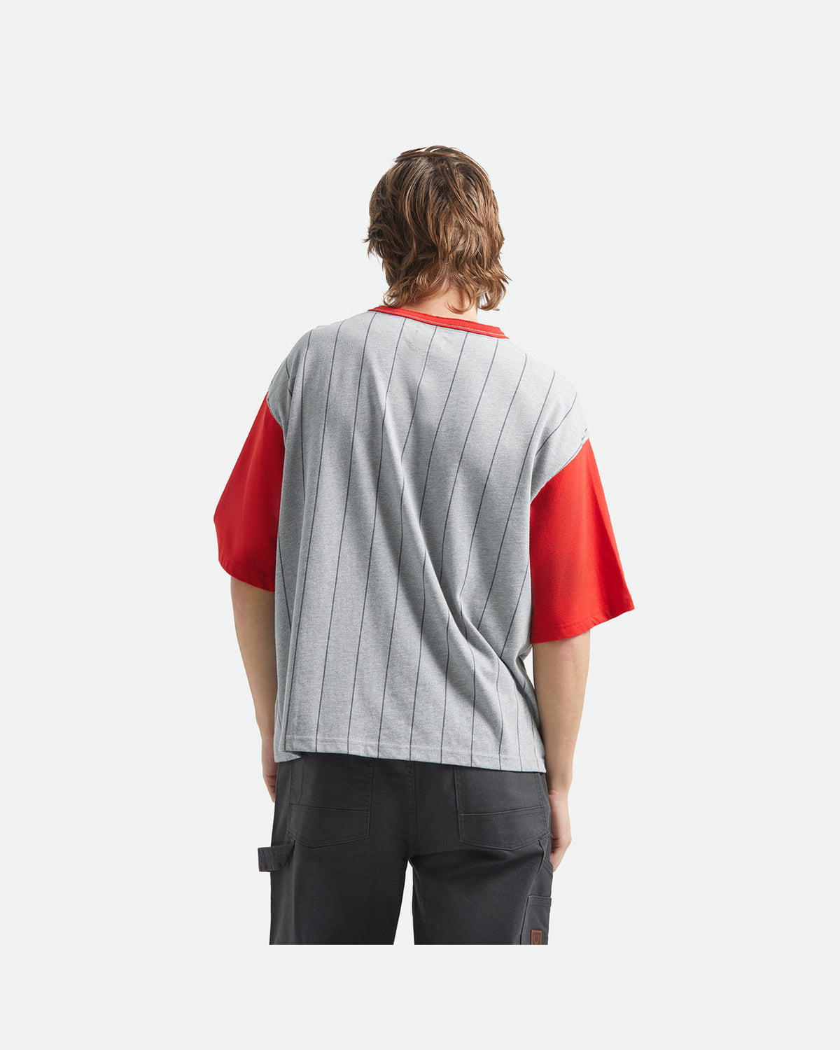 BOXY BASEBALL 1/2 SLEEVE TEE - HEATHER GREY/ADRENALINE RUSH