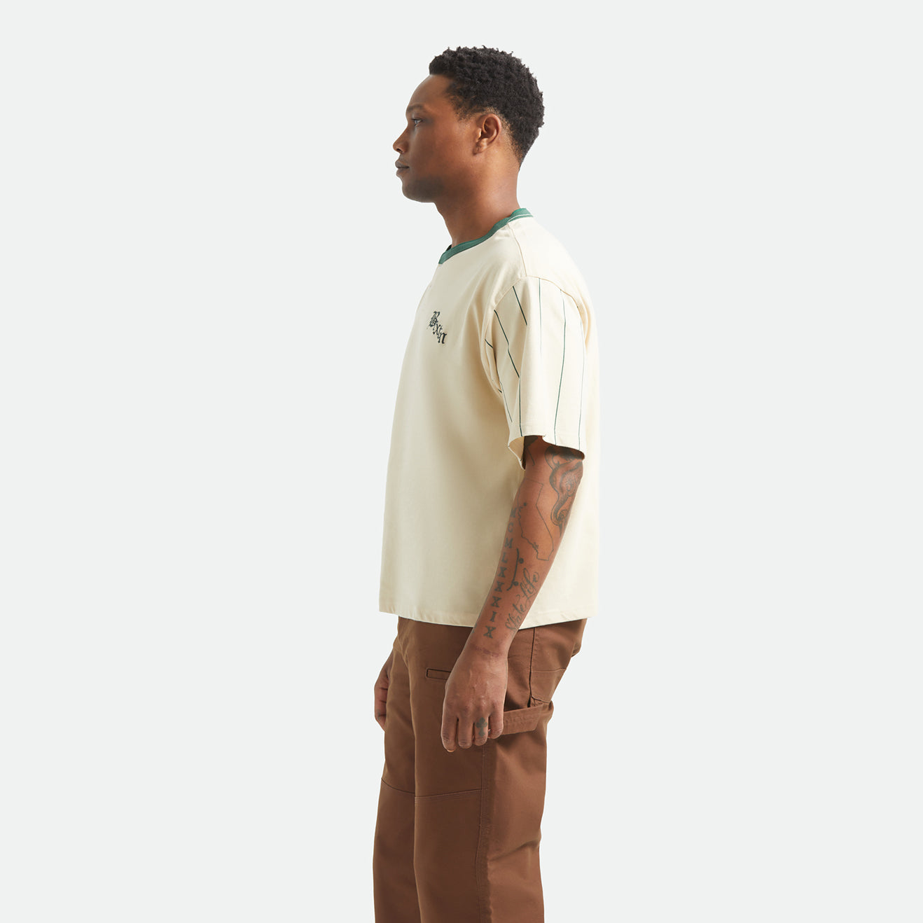 BOXY BASEBALL 1/2 SLEEVE TEE - WHITECAP/PRIMAL GREEN