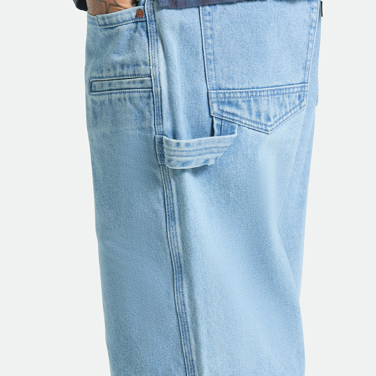 BUILDERS CARPENTER BAGGY SHORT - WASHED BLUE DENIM
