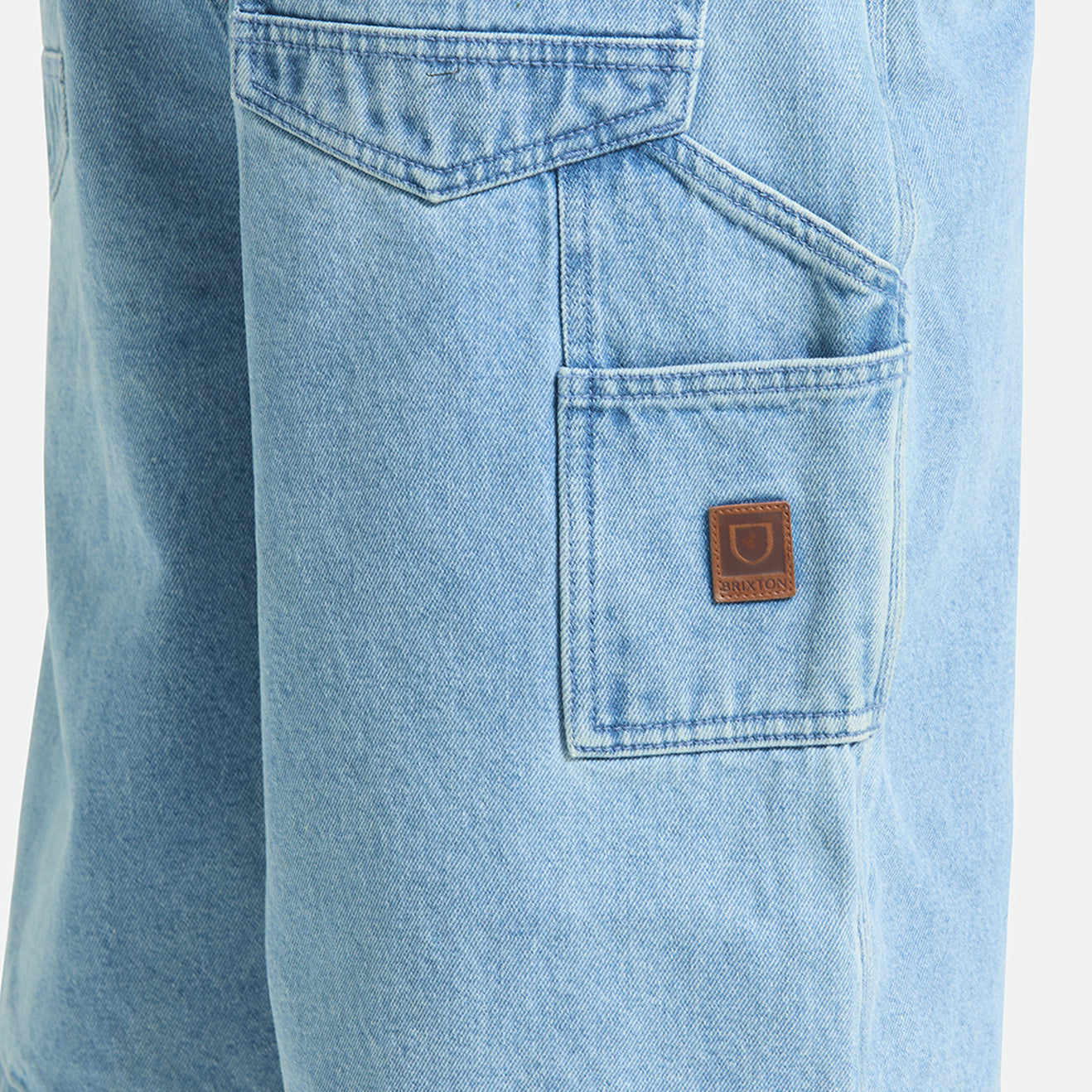 BUILDERS CARPENTER BAGGY SHORT - WASHED BLUE DENIM