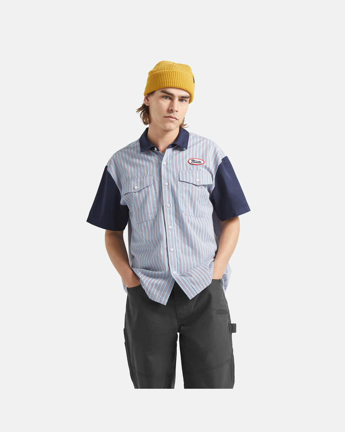 BUILDERS OLSON S/S WVN - BLUE AURA STRIPE