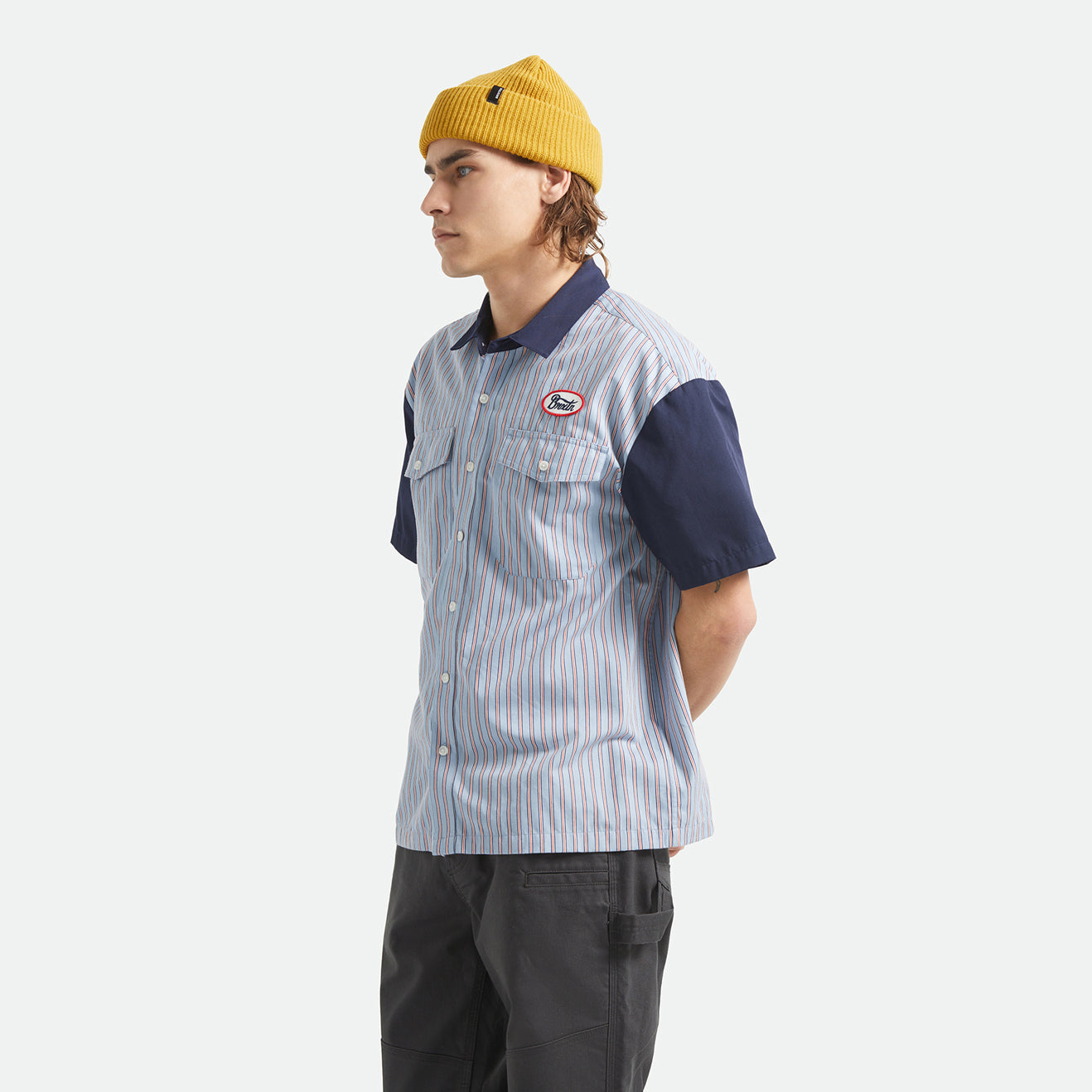 BUILDERS OLSON S/S WVN - BLUE AURA STRIPE