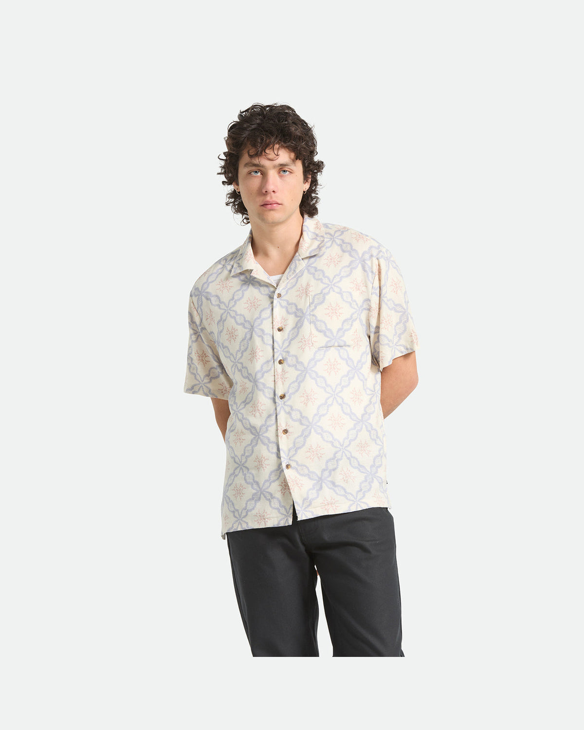 BUNKER SLUB S/S WVN - OFF WHITE/BLUE TILE