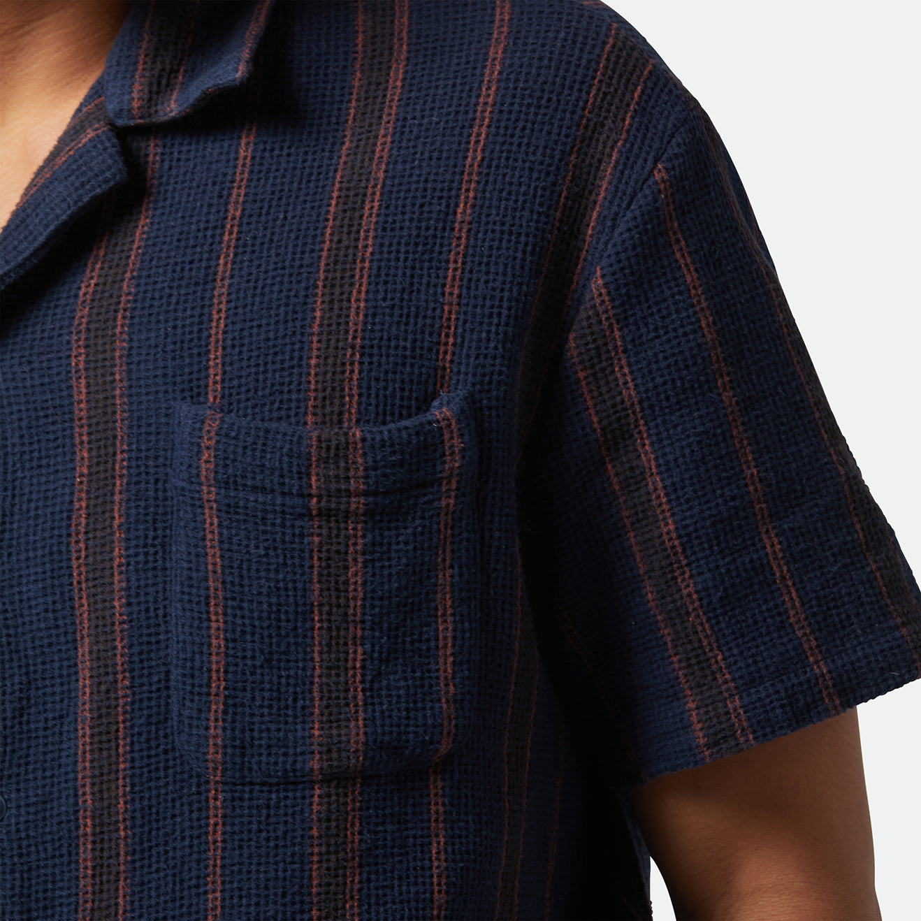 BUNKER WAFFLE STRIPE S/S WVN - WASHED NAVY STRIPE