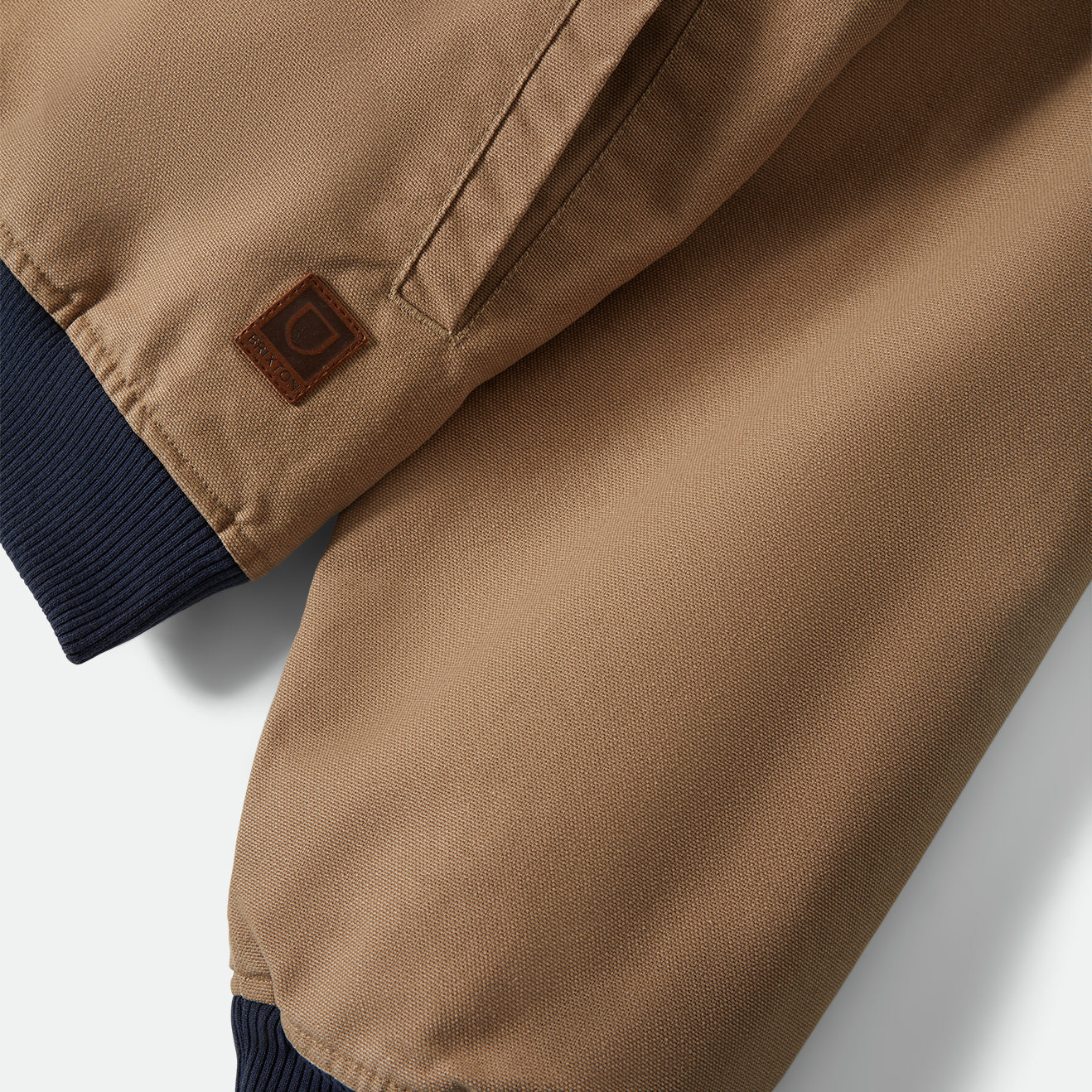 CANVAS HOODED BOMBER JKT - KHAKI/MOOD INDIGO