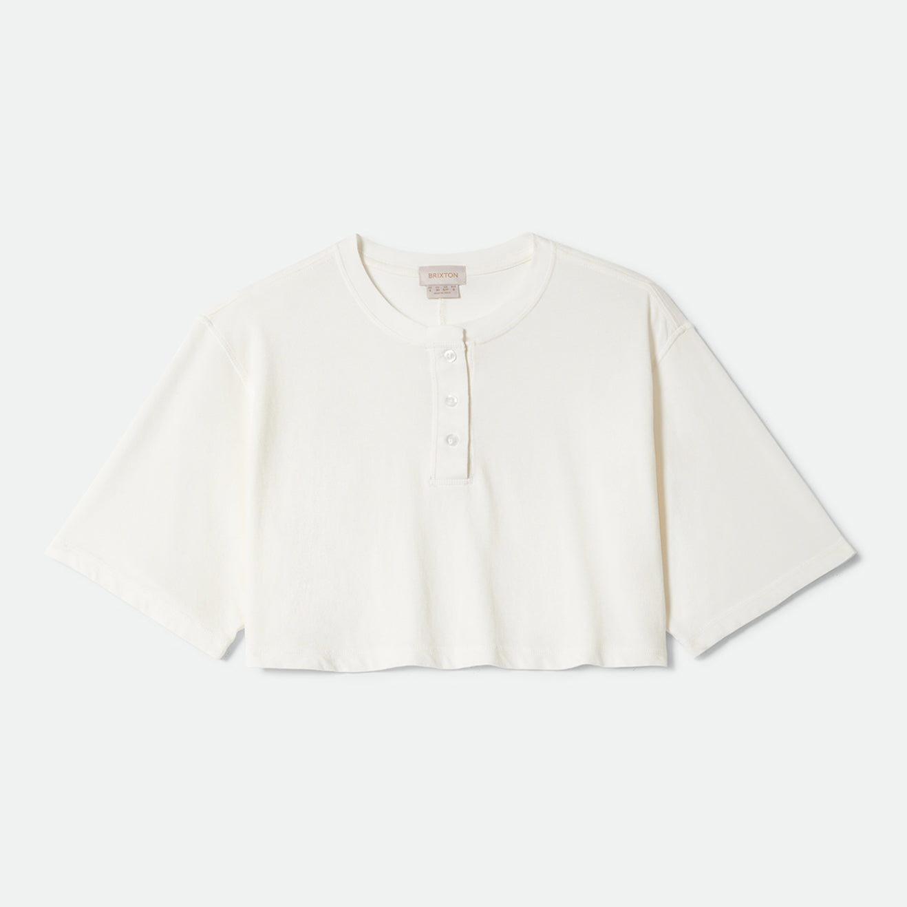 CAREFREE ORGANIC GD CROPPED HENLEY - OFF WHITE