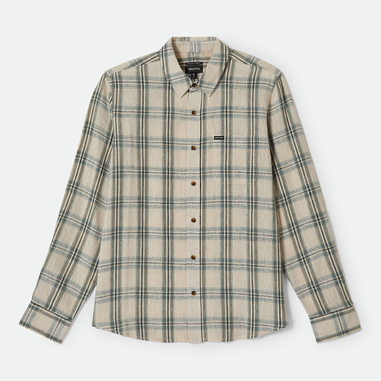 CHARTER LINEN BLEND L/S WVN - OFF WHITE/IVY GREEN PLAID
