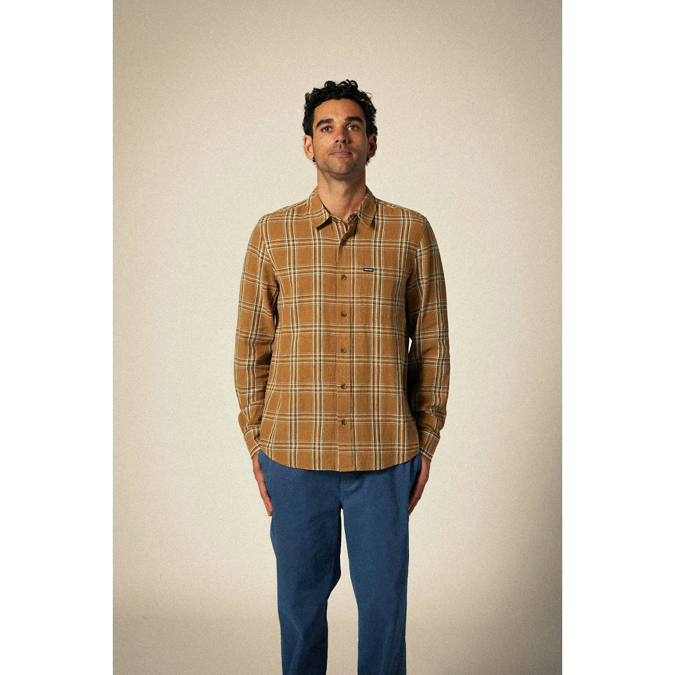 CHARTER LINEN BLEND L/S WVN - WASHED COPPER/WHITECAP PLAID