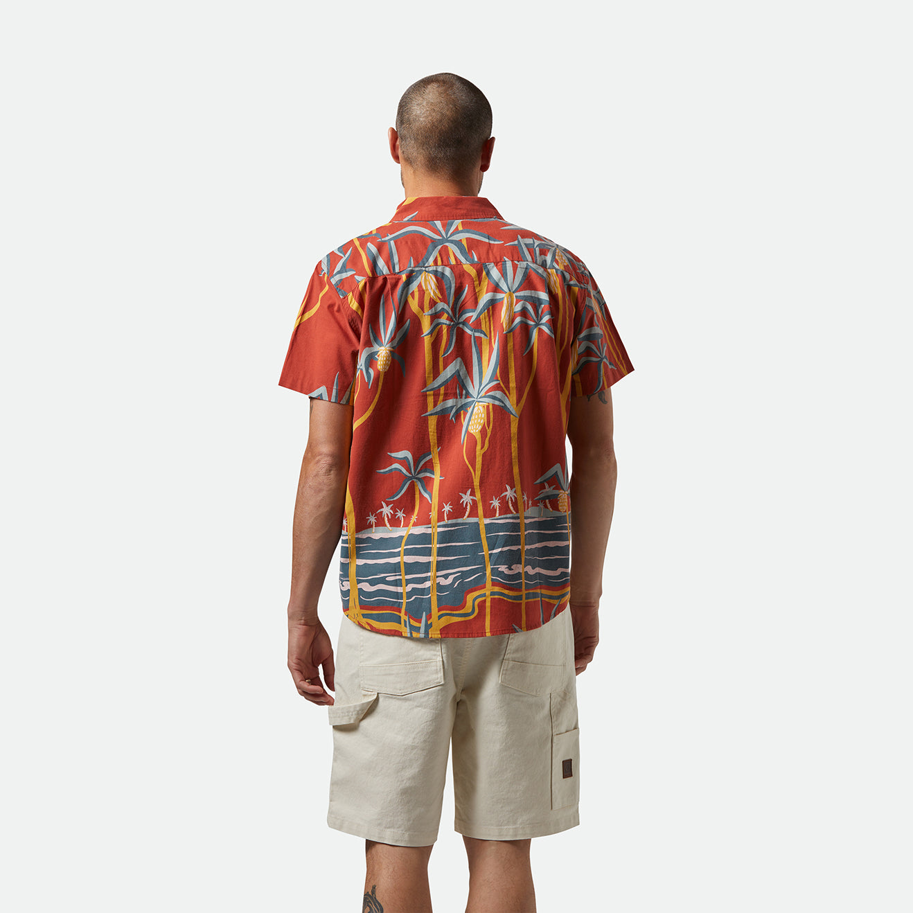 CHARTER PRINT S/S WVN-DARK RED SCENIC TRIP