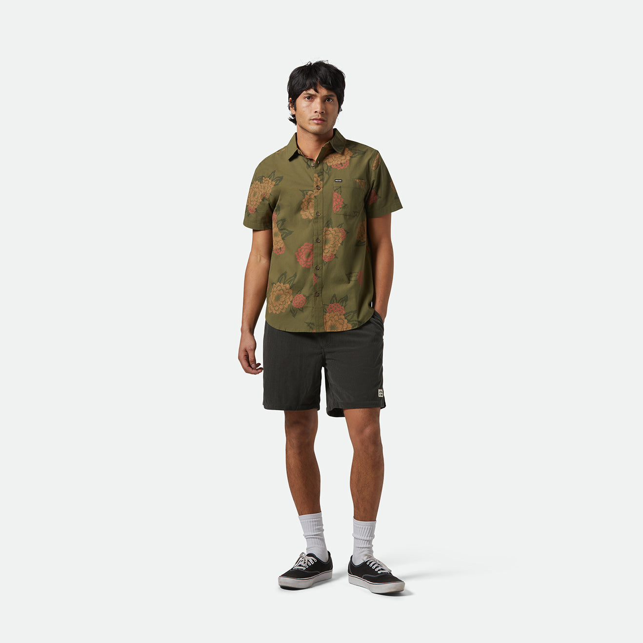 CHARTER PRINT S/S WVN - IVY GREEN/PAINTERLY FLORAL