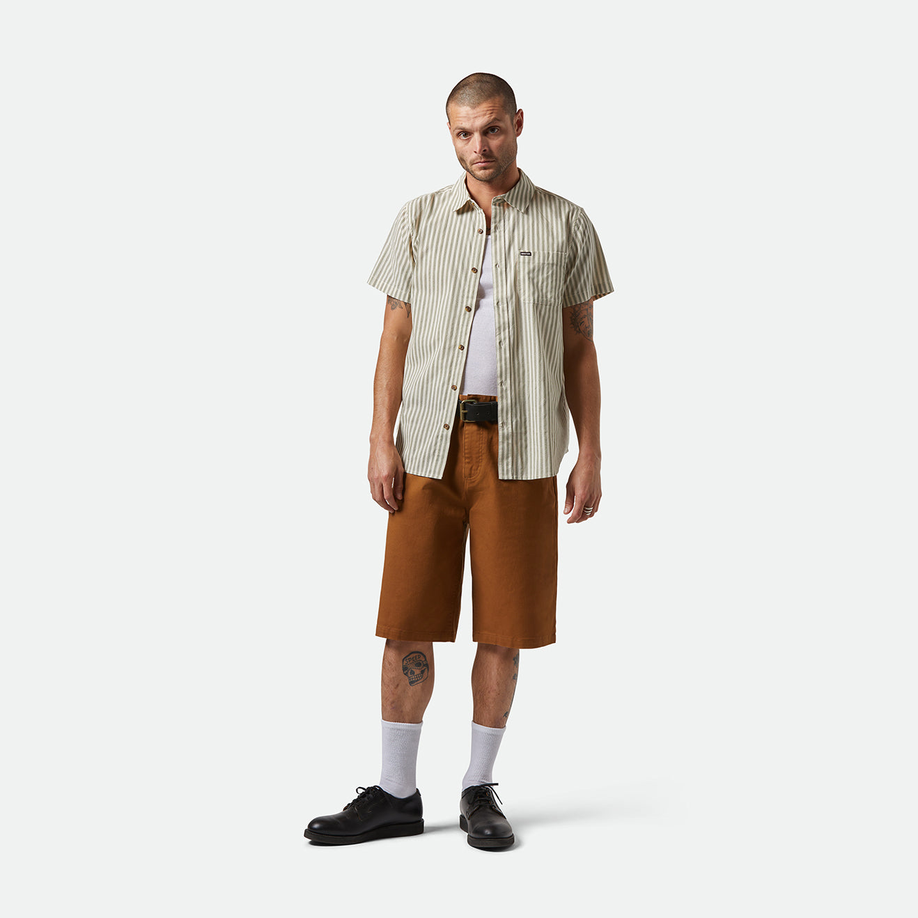 CHARTER PRINT S/S WVN-WHITECAP/IVY GREEN STRIPE