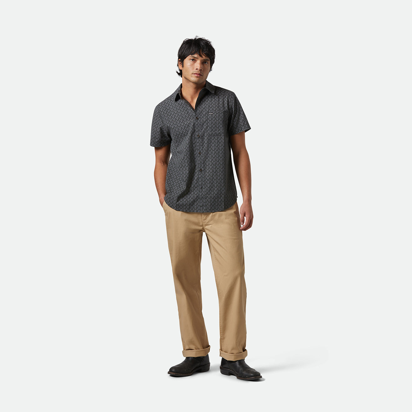 CHARTER PRINT S/S WVN - WASHED BLACK/PAISLEY