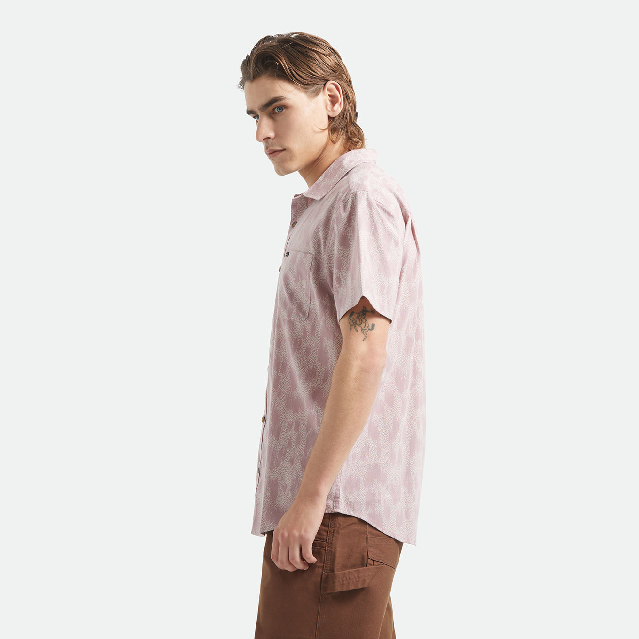 CHARTER PRINT S/S WVN - DARK PINK/SILVER CRACKLE PAINT