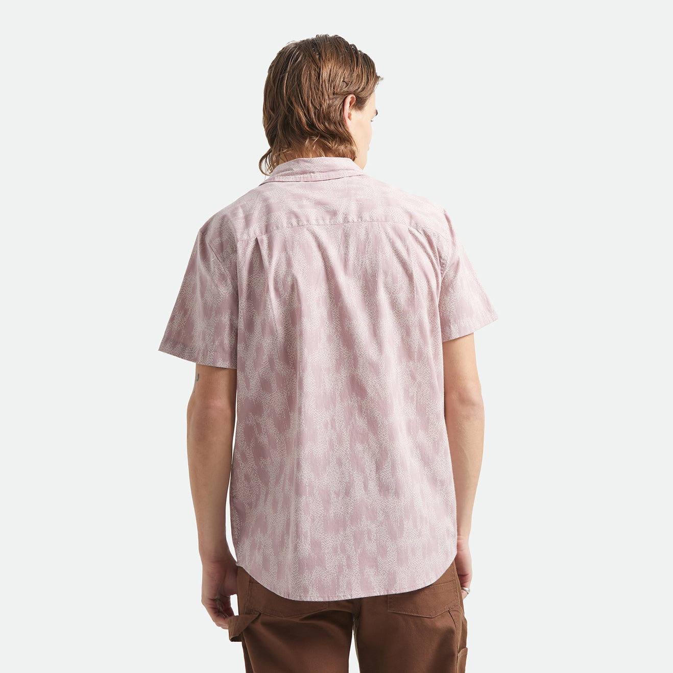 CHARTER PRINT S/S WVN - DARK PINK/SILVER CRACKLE PAINT