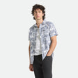 CHARTER PRINT S/S WVN - NAVY/WHITE COLLAGE