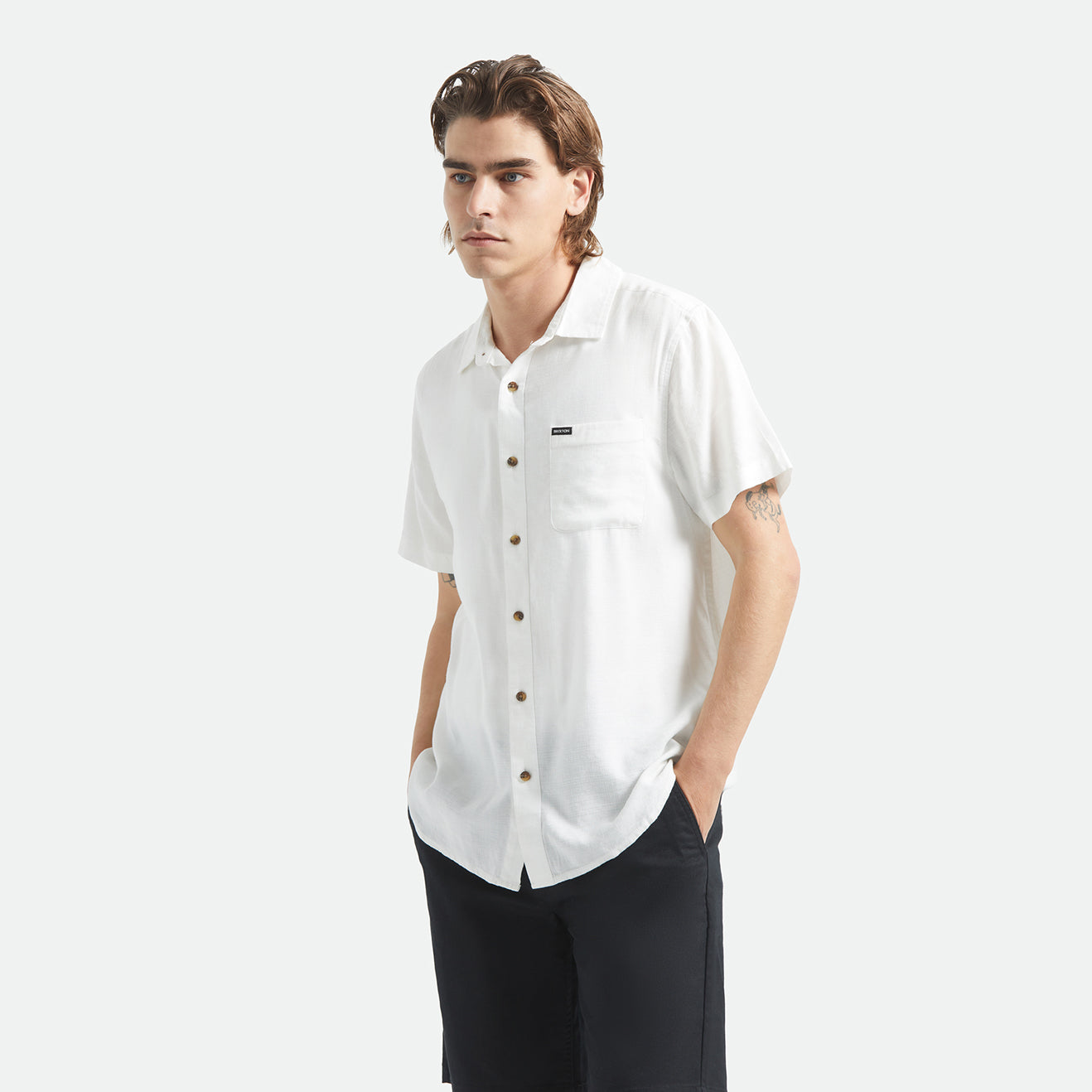 CHARTER SLUB S/S WVN - OFF WHITE