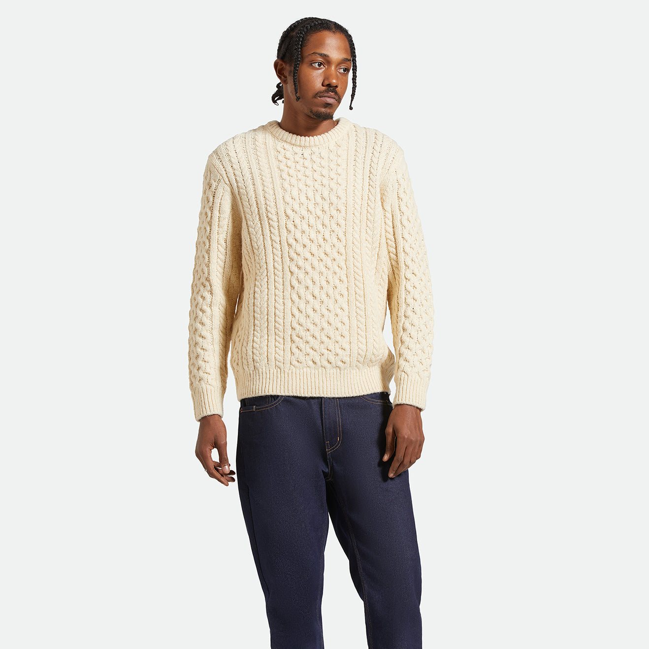 CLASSIC FISHERMAN'S SWEATER-OATMEAL