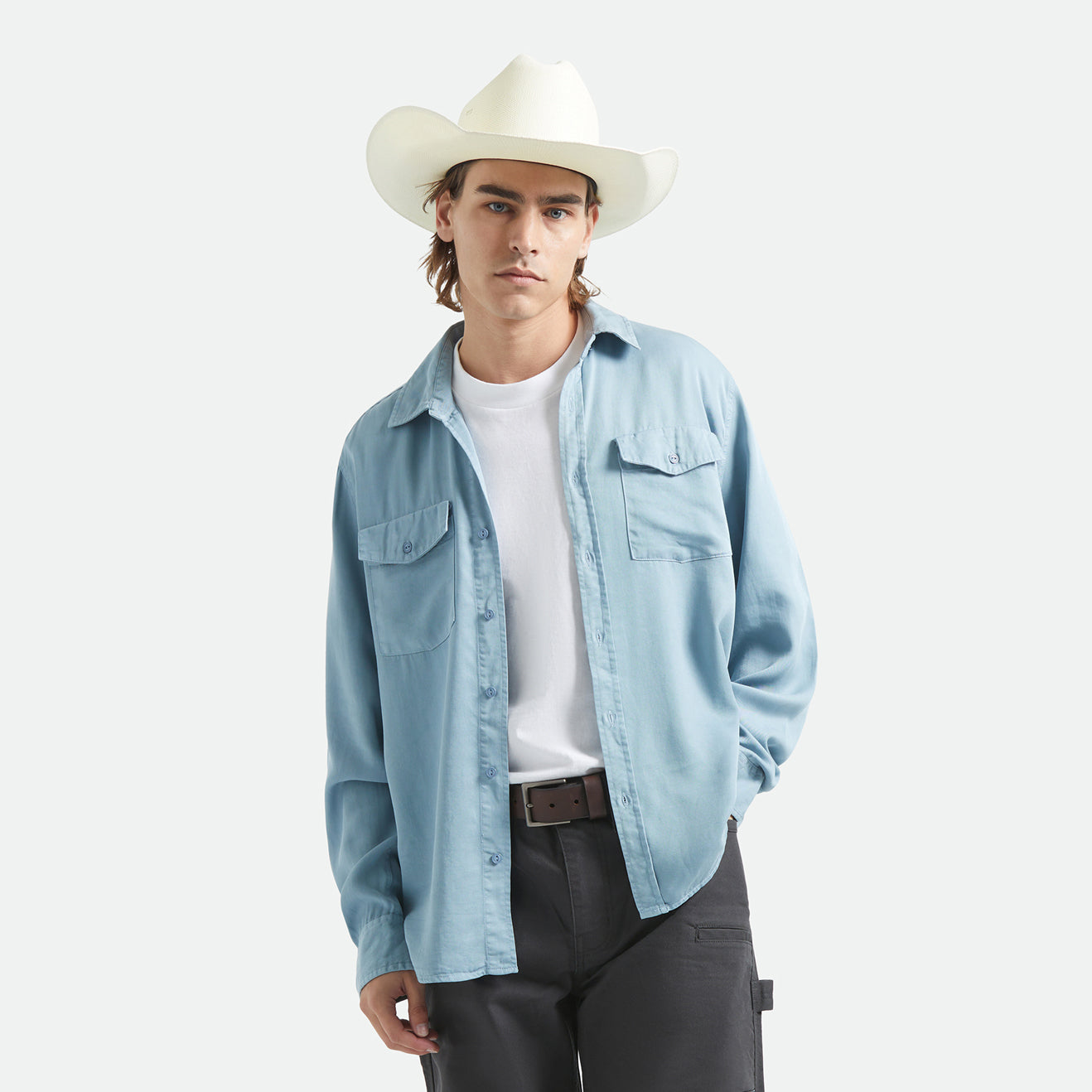 COOL COMFORT WAYNE L/S WVN - DUSTY BLUE