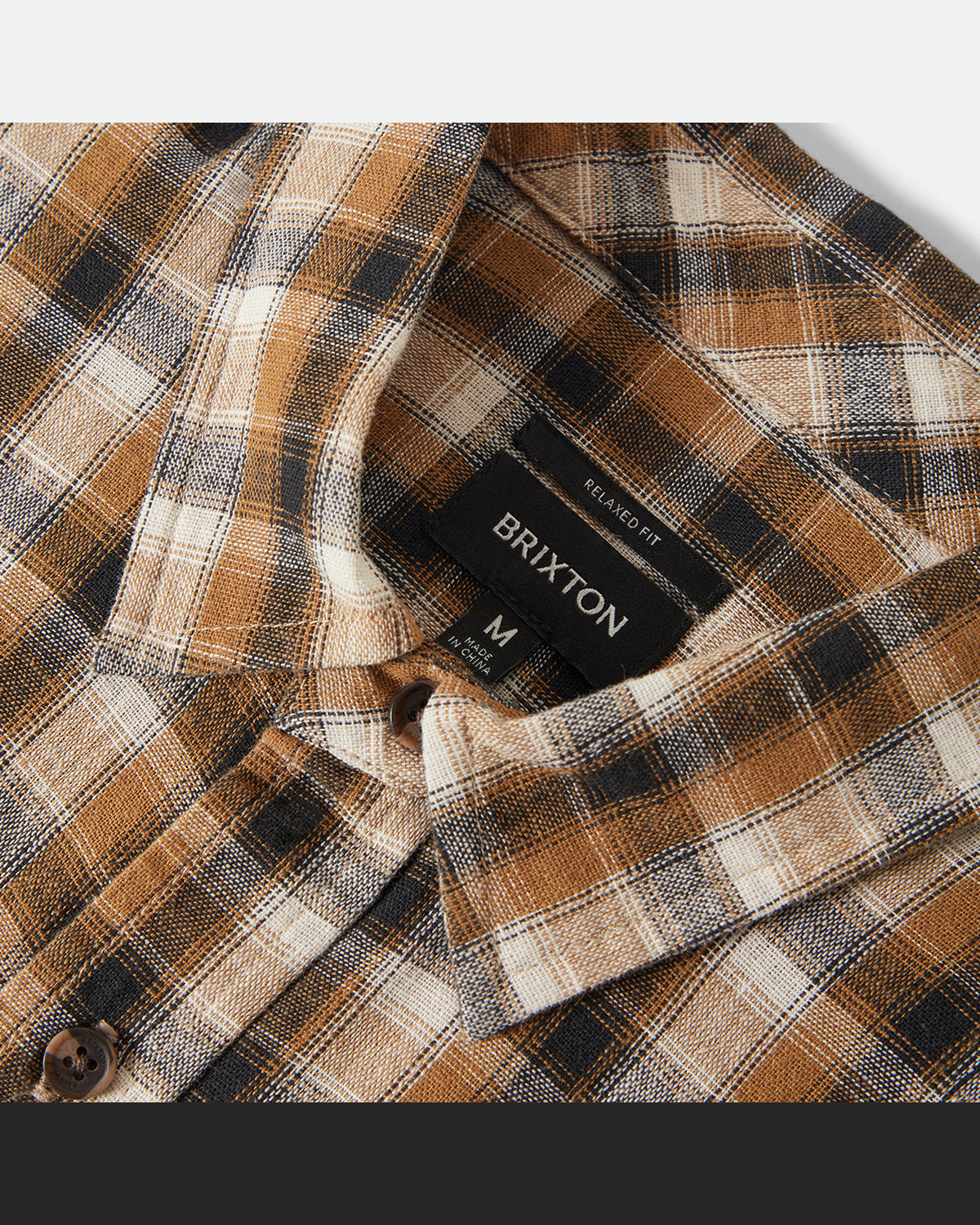 CRU LINEN BLEND PLAID S/S WVN - BLACK/TOBACCO PLAID