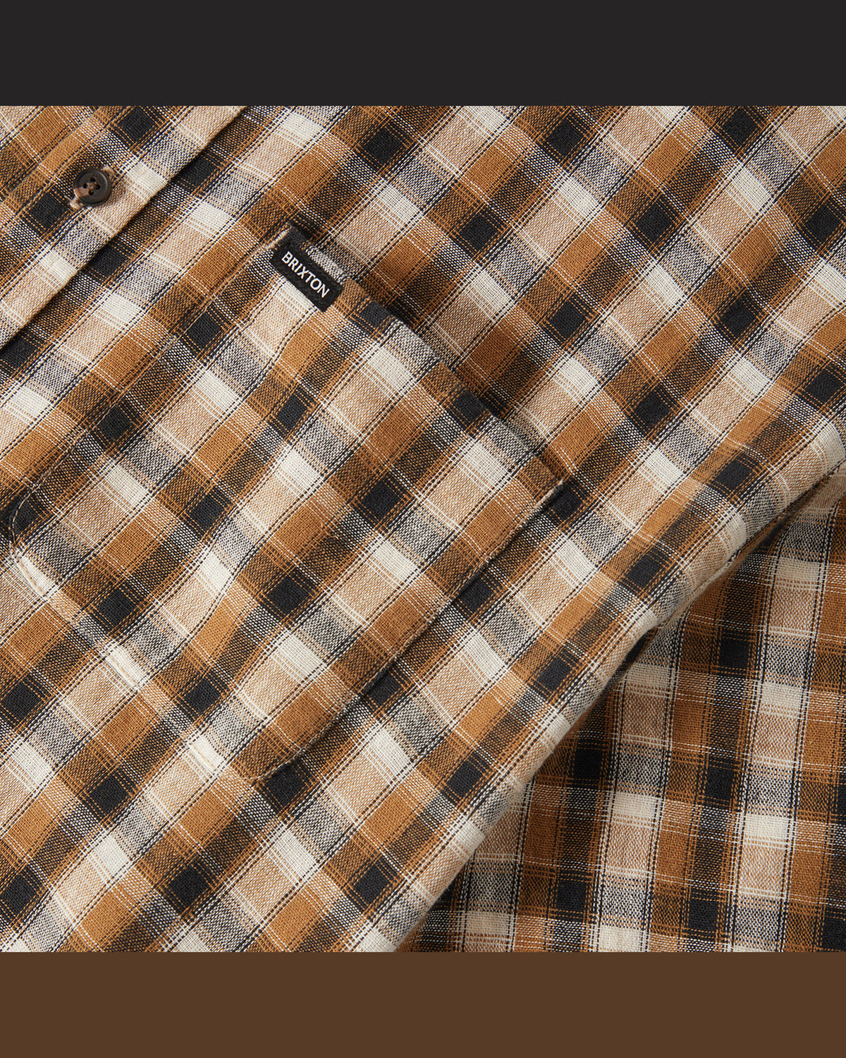 CRU LINEN BLEND PLAID S/S WVN - BLACK/TOBACCO PLAID