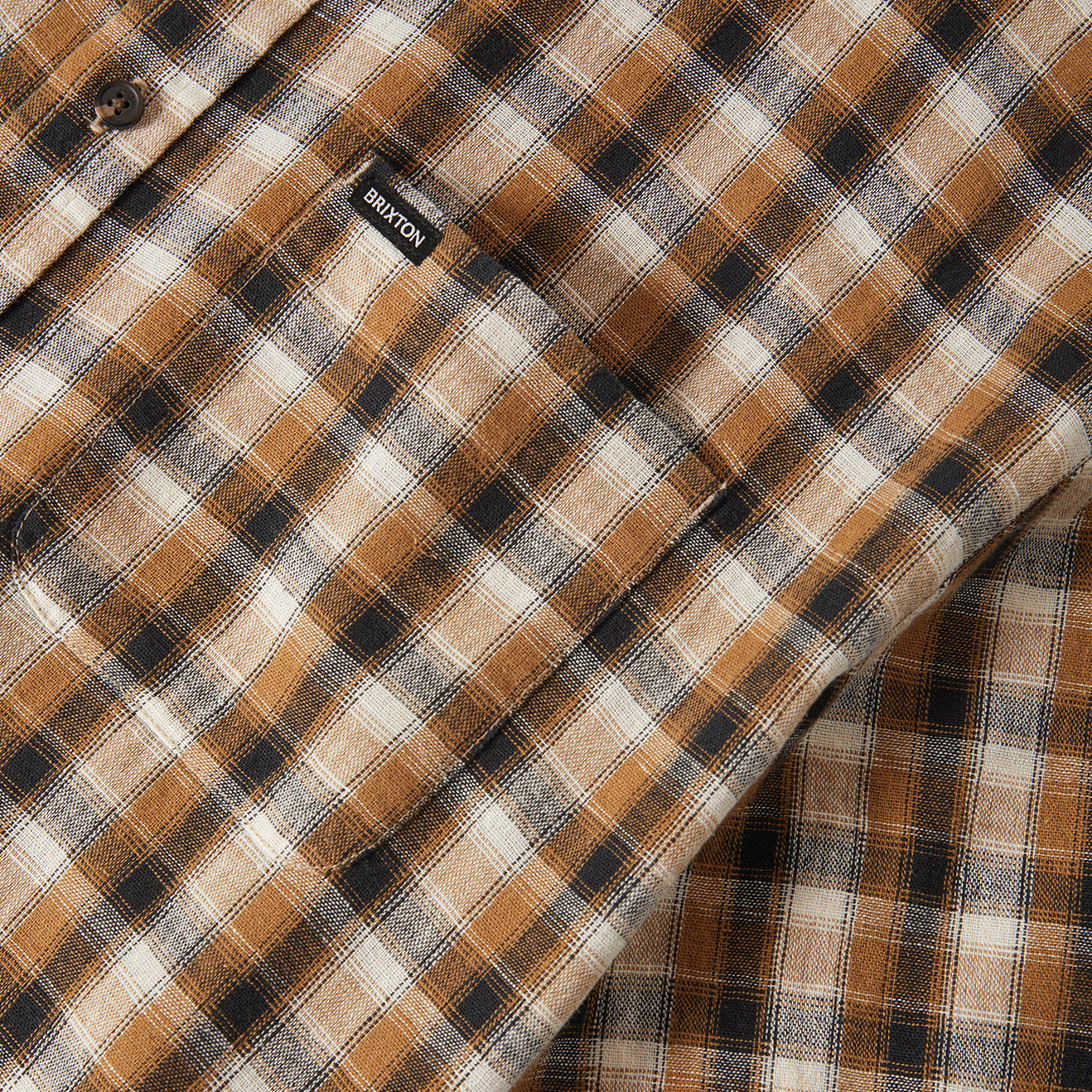 CRU LINEN BLEND PLAID S/S WVN - BLACK/TOBACCO PLAID