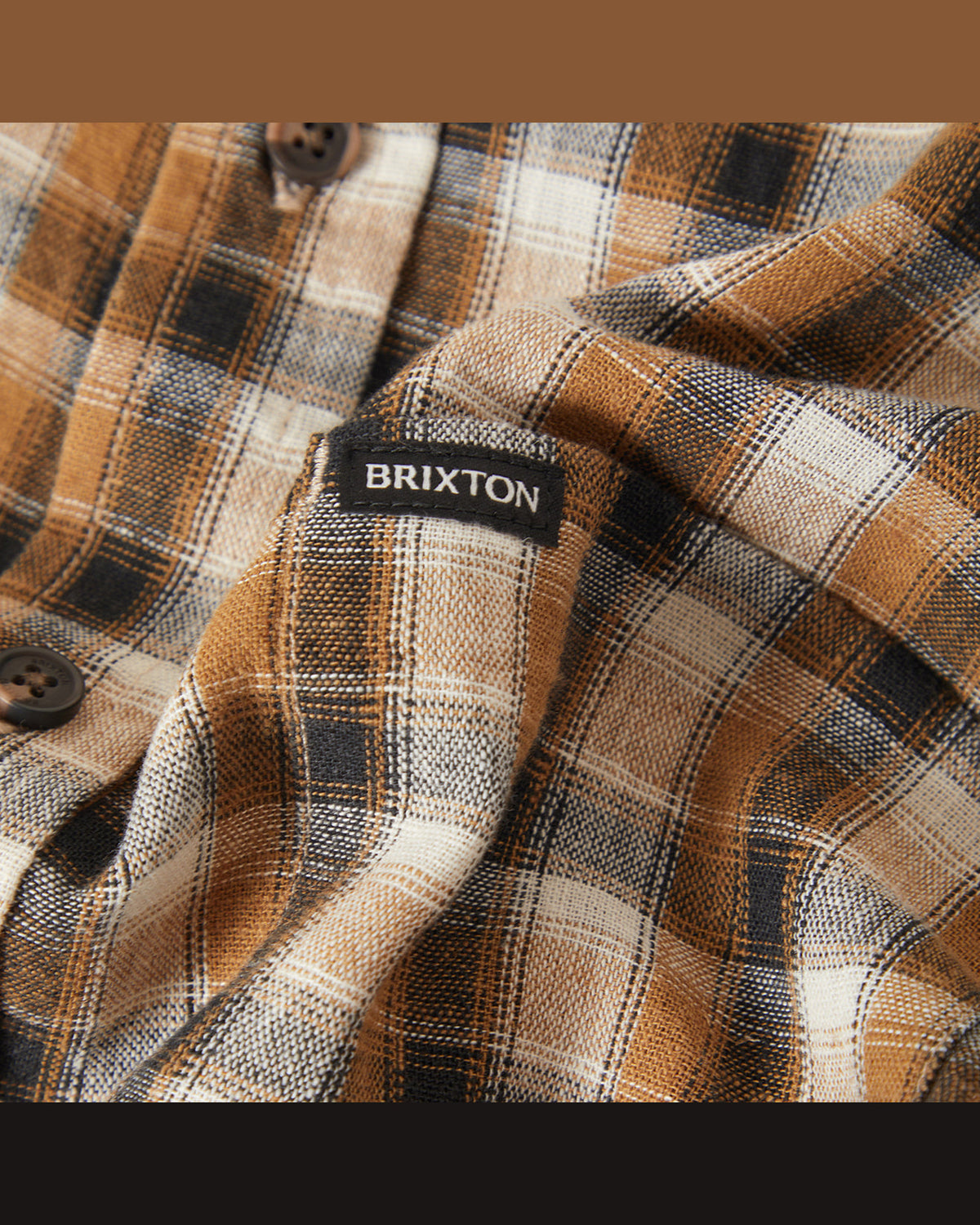 CRU LINEN BLEND PLAID S/S WVN - BLACK/TOBACCO PLAID