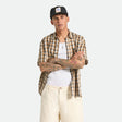 CRU LINEN BLEND PLAID S/S WVN - BLACK/TOBACCO PLAID