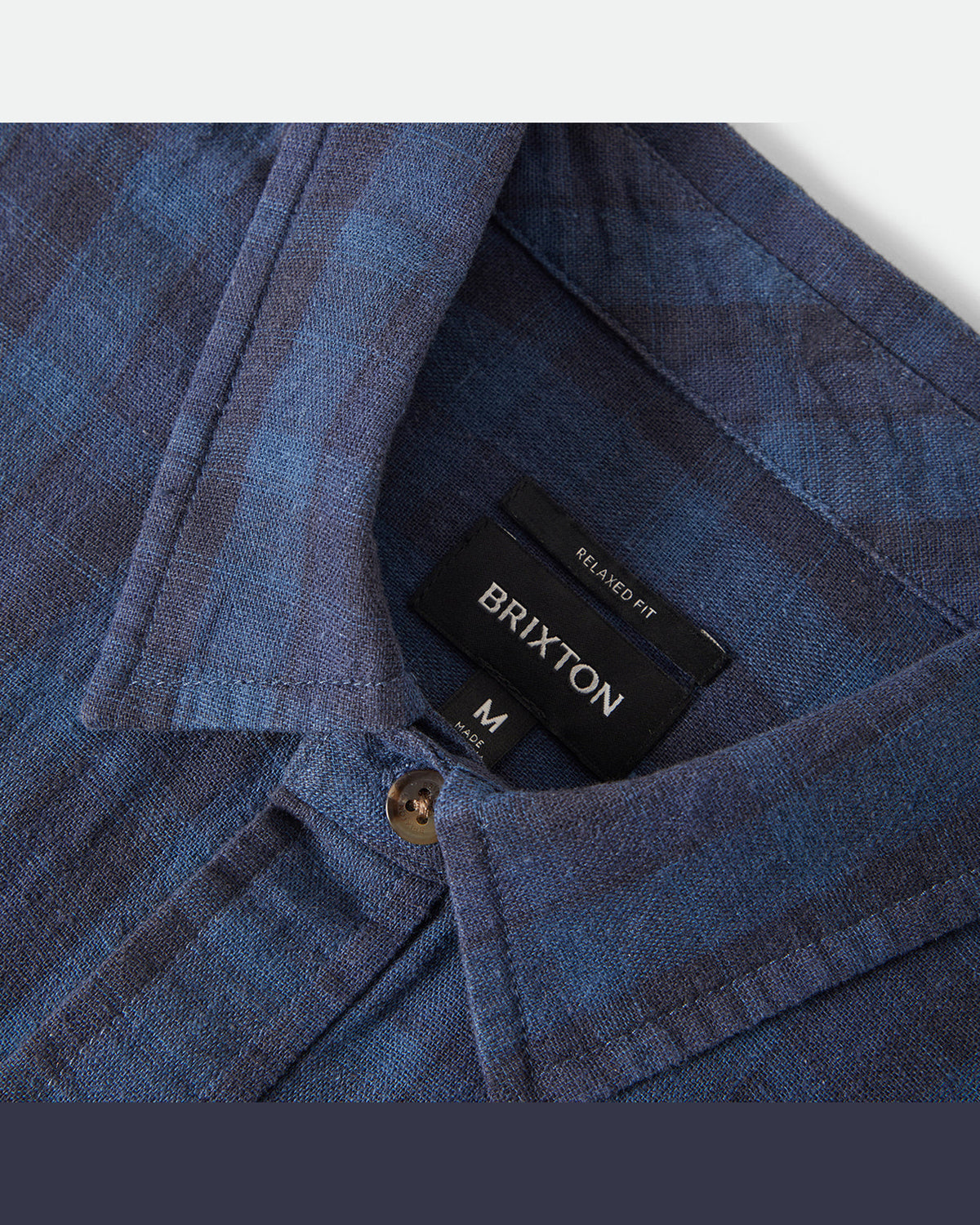 CRU LINEN BLEND PLAID S/S WVN - DARK BLUE/BLACK PLAID