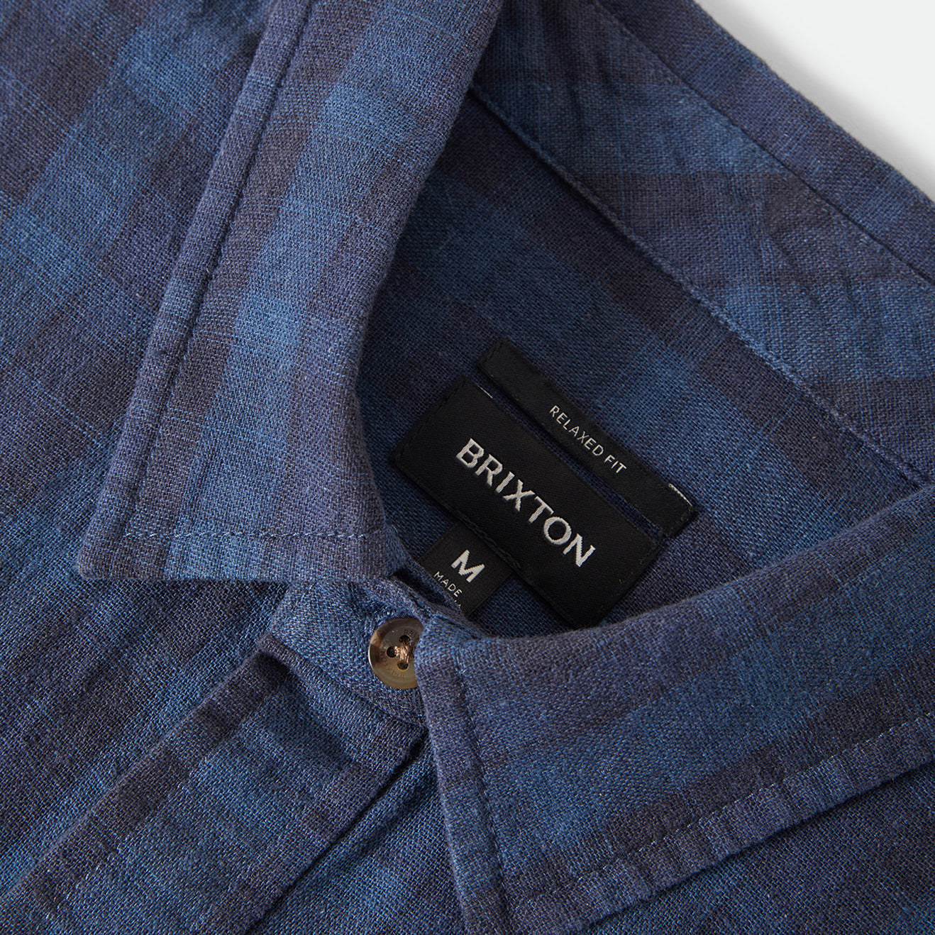 CRU LINEN BLEND PLAID S/S WVN - DARK BLUE/BLACK PLAID