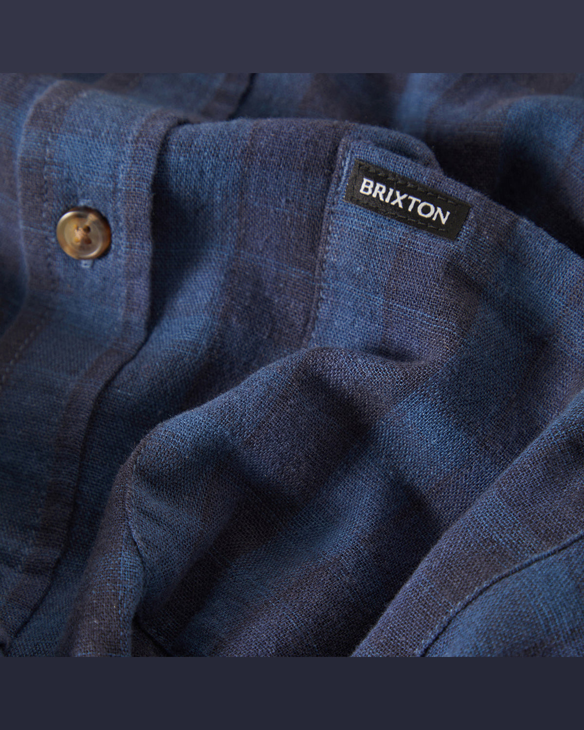 CRU LINEN BLEND PLAID S/S WVN - DARK BLUE/BLACK PLAID