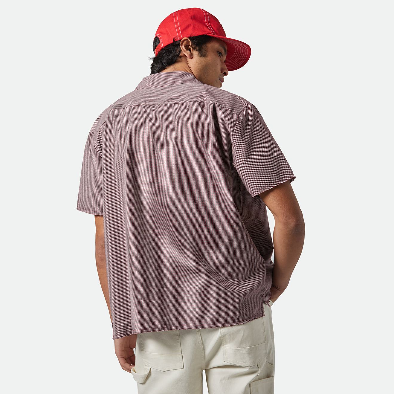 CRU MICRO PLAID S/S WVN - CORDOVAN RED MICRO PLAID