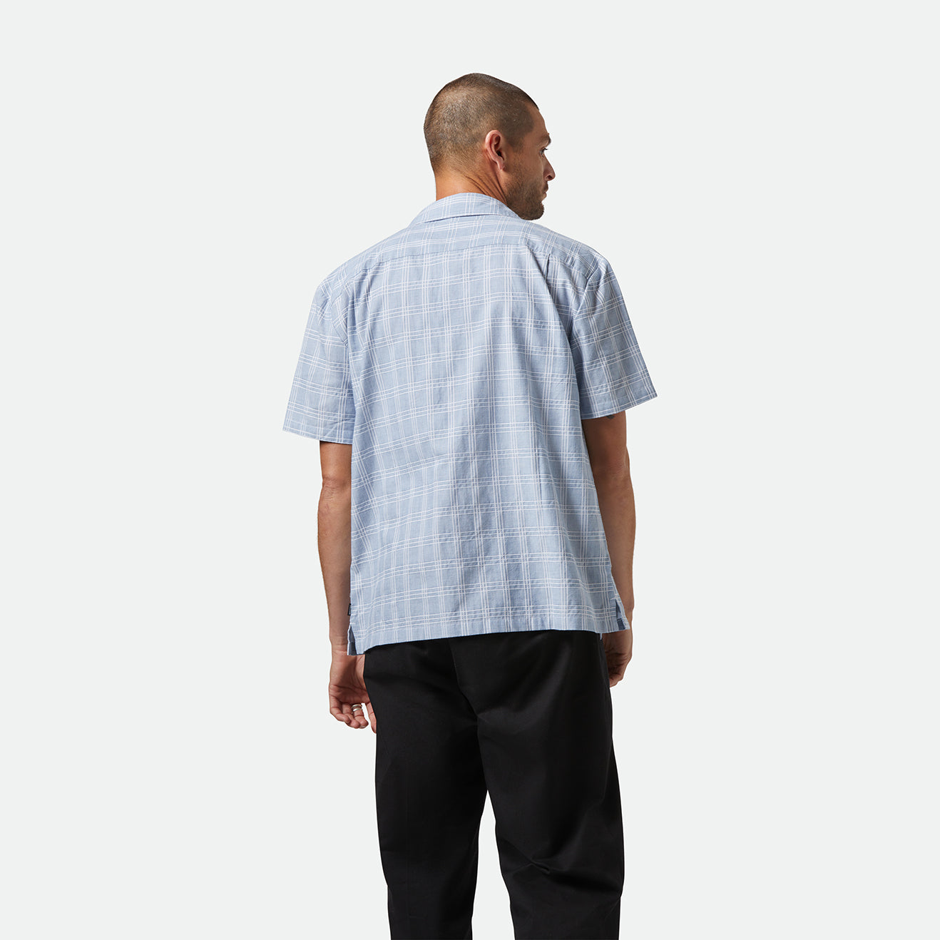 CRU OXFORD PLAID S/S WVN-LIGHT BLUE/WHITE PLAID