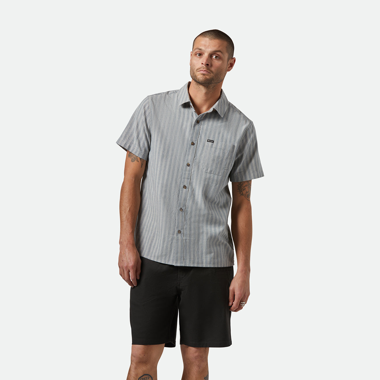 CRU OXFORD STRIPE S/S WVN - BASALT BLUE/WHITCAP STRIPE