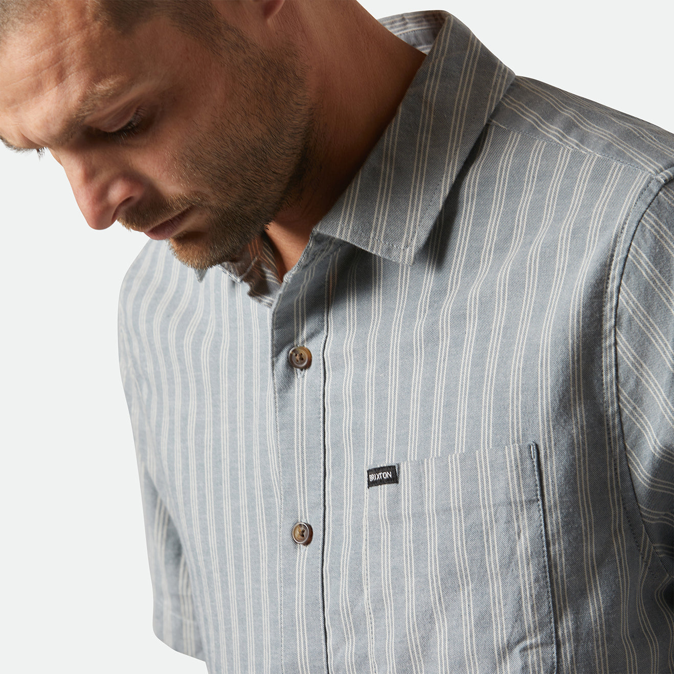 CRU OXFORD STRIPE S/S WVN - BASALT BLUE/WHITCAP STRIPE