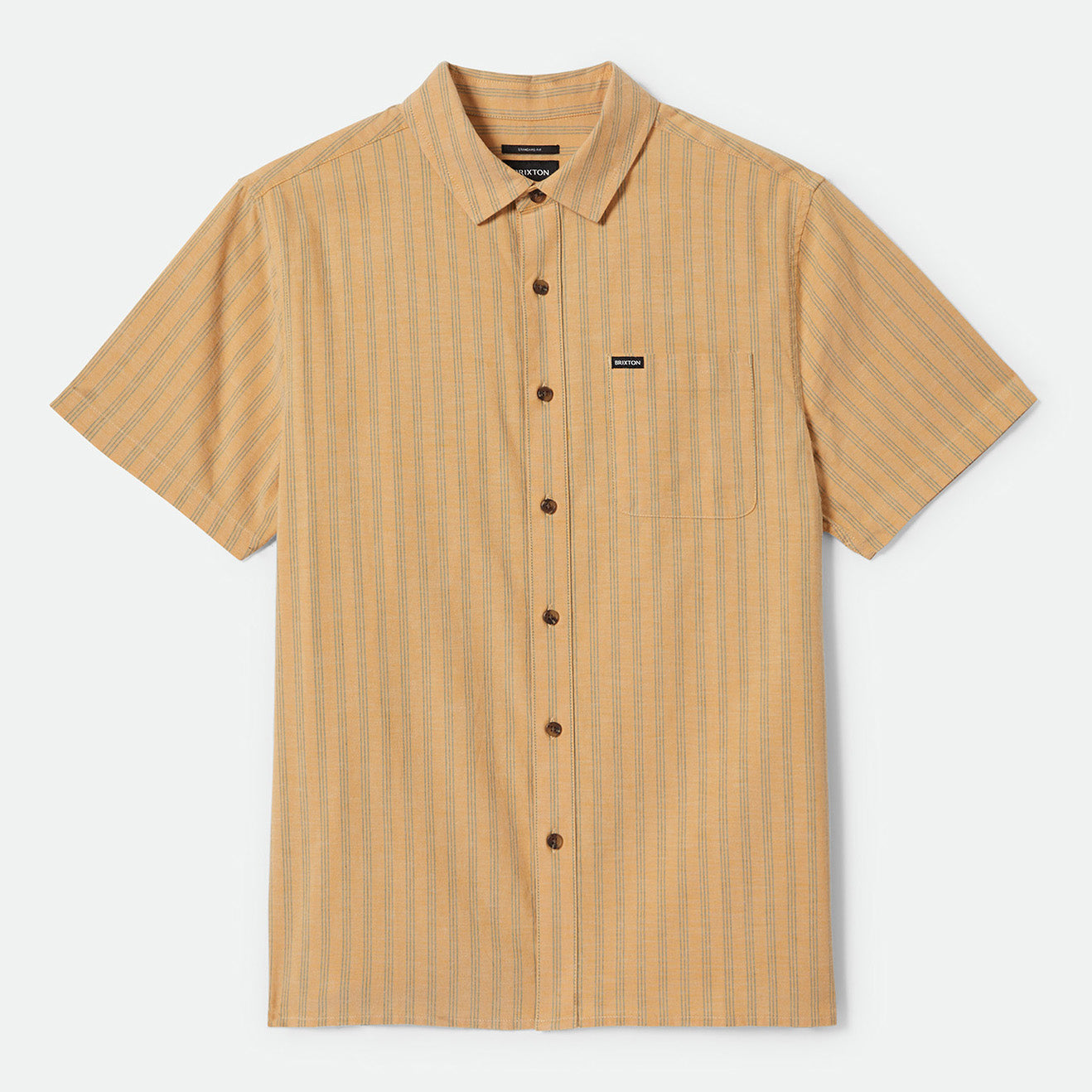 CRU OXFORD STRIPE S/S WVN - CURRY/IVY GREEN STRIPE