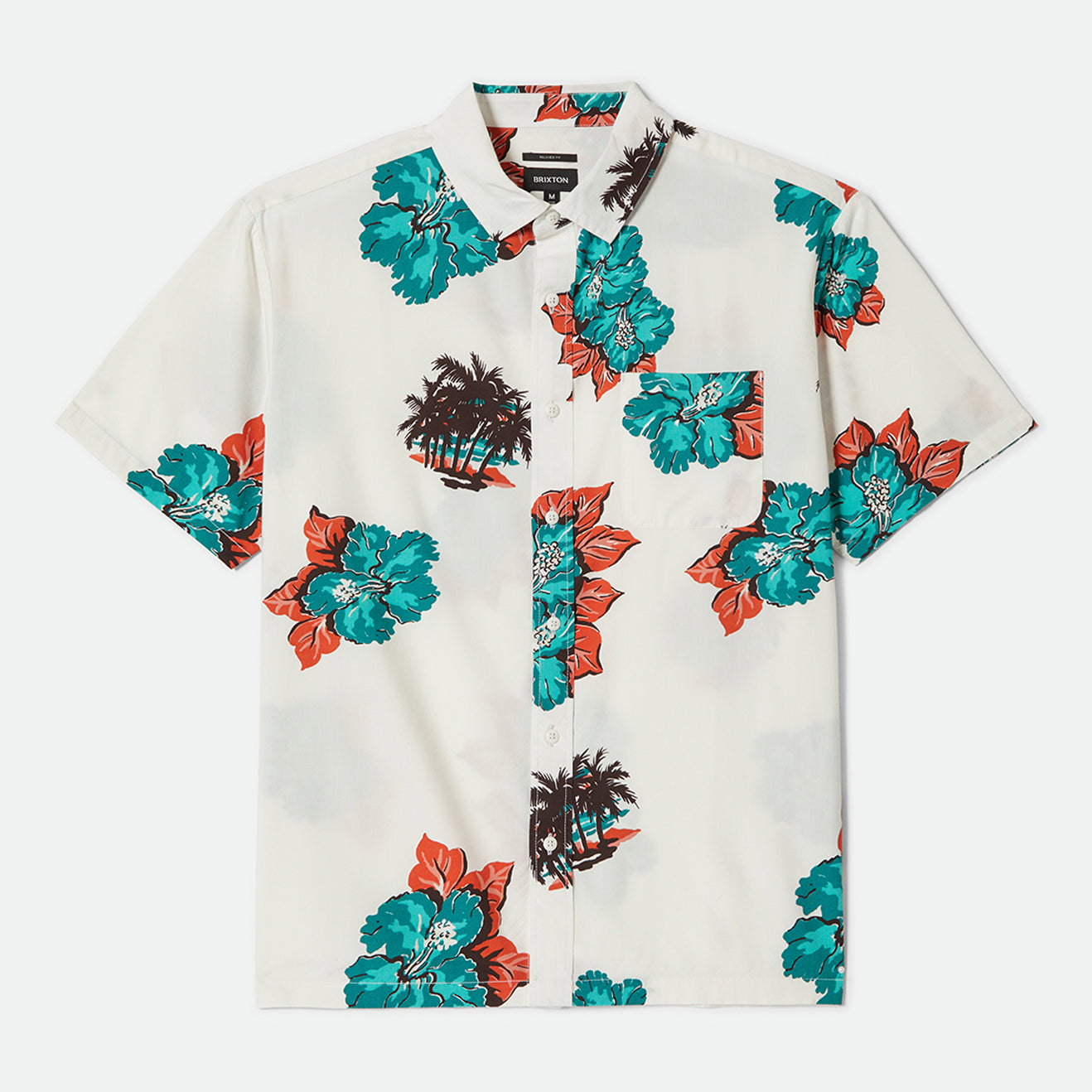 CRU PRINT S/S WVN-OFF WHITE/AQUATIC GREEN FLORAL