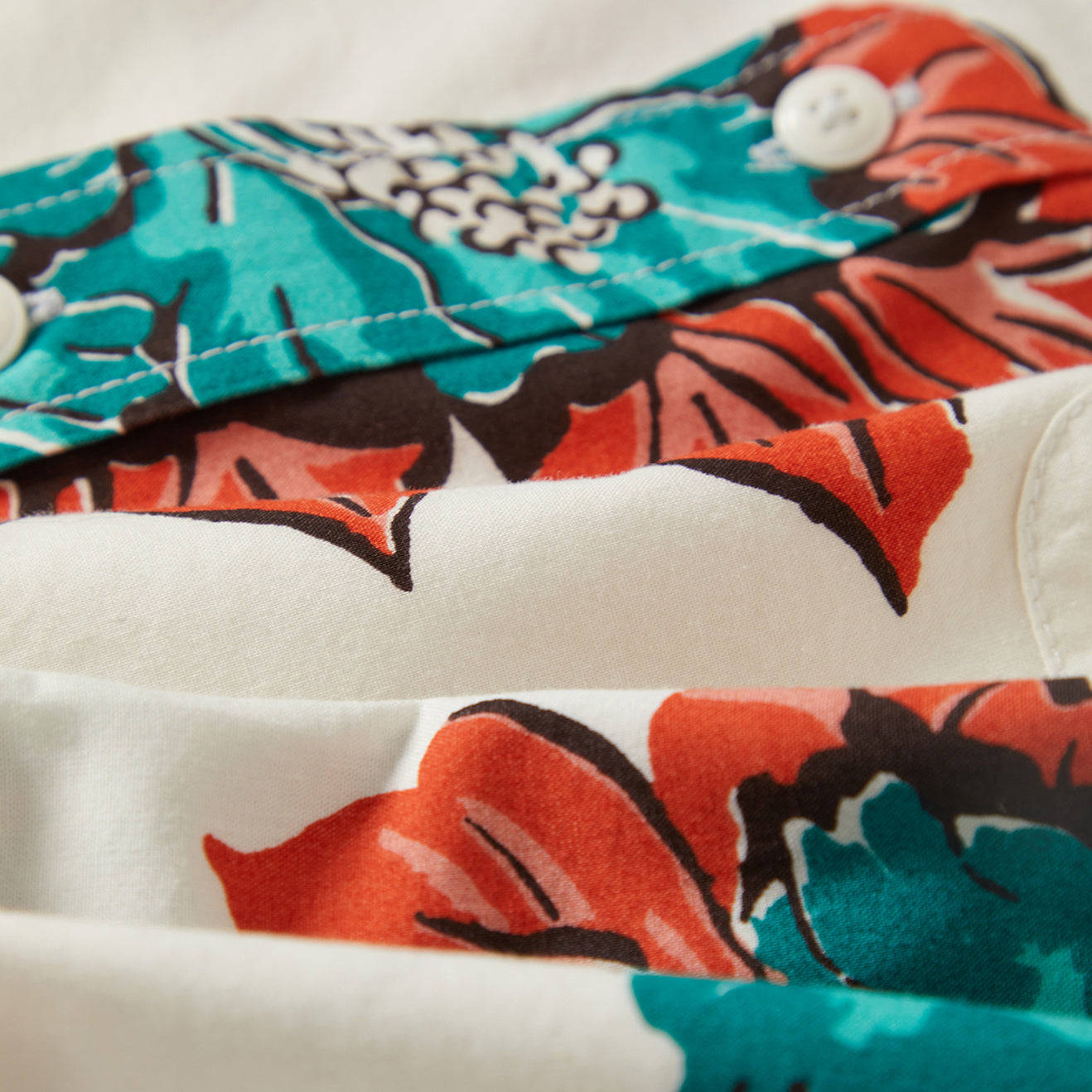 CRU PRINT S/S WVN-OFF WHITE/AQUATIC GREEN FLORAL